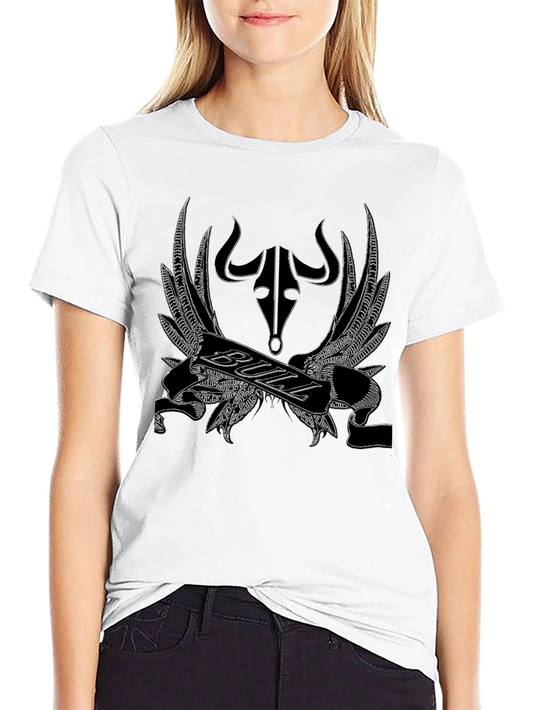Bull Skull Graphic Tee - Black Cotton T-Shirt