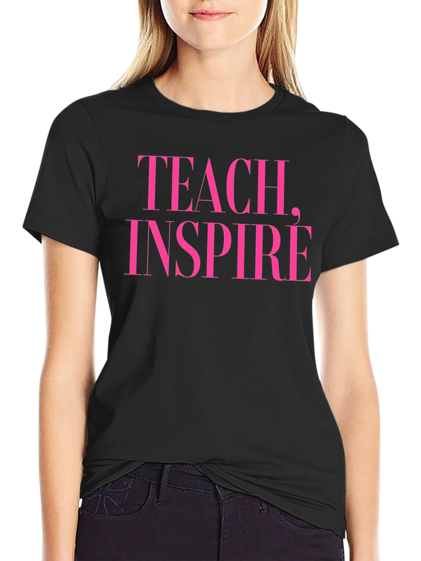 Teach Inspire Graphic Tee - Black Cotton T-Shirt