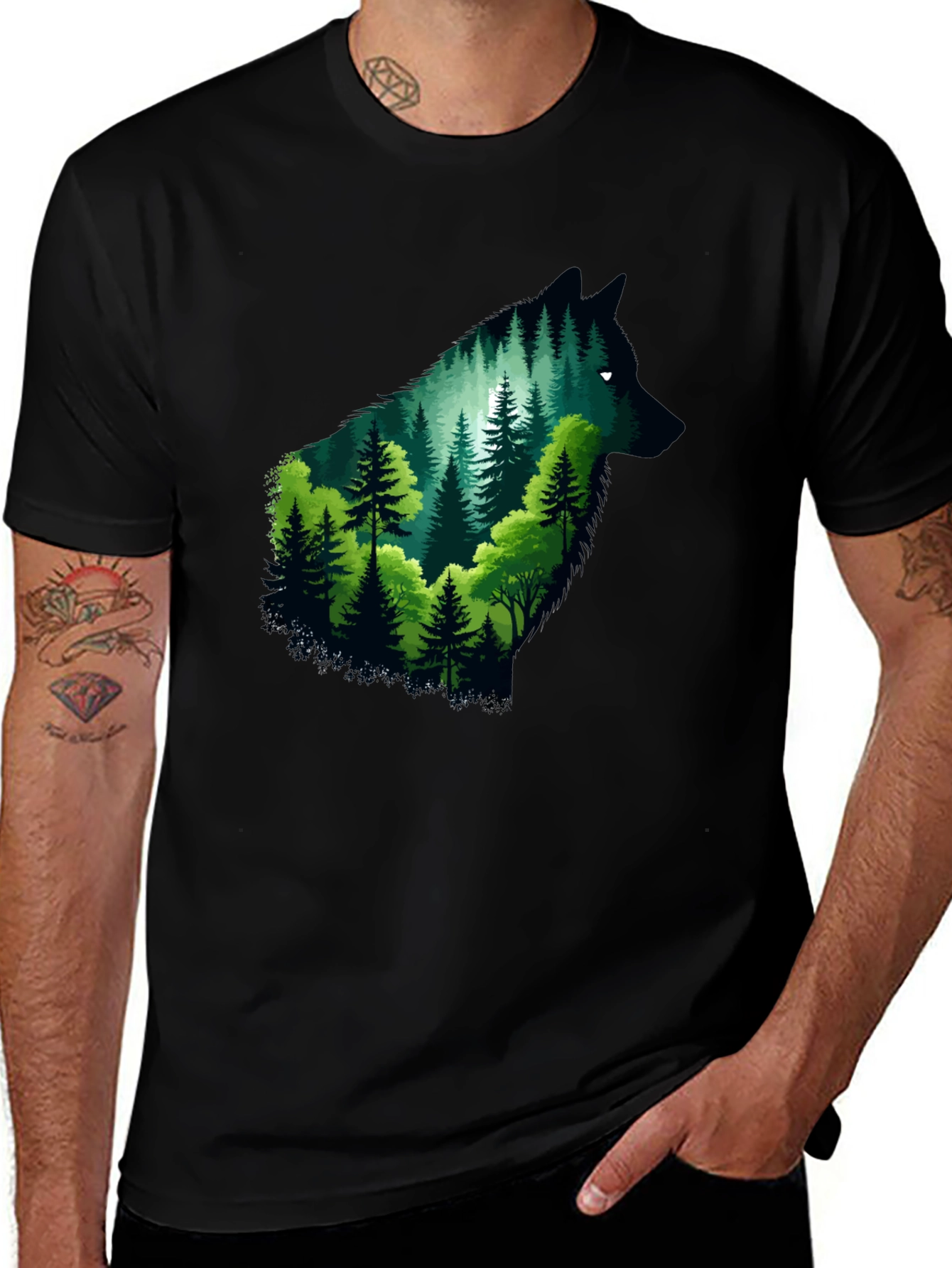 Wolf Forest Graphic Tee - Black