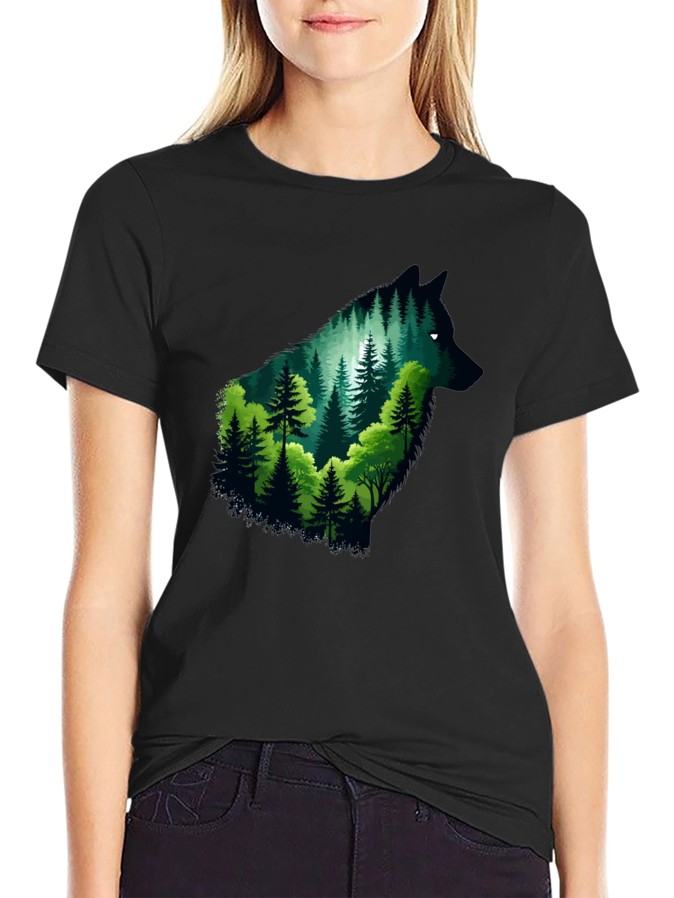 Wolf Forest Graphic Tee - Black