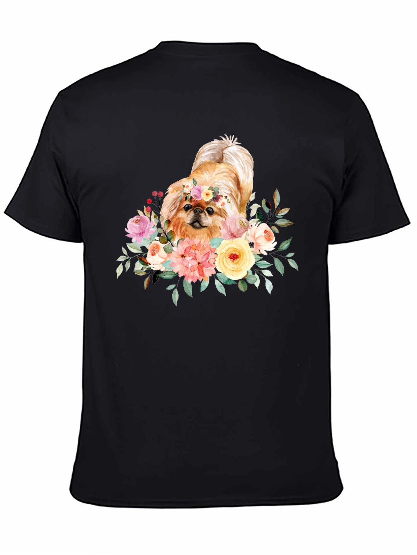 Floral Dog Graphic T-Shirt