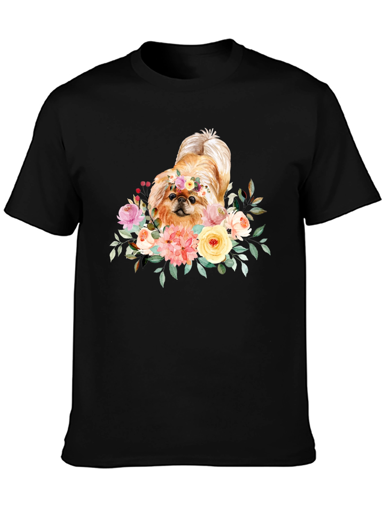Floral Dog Graphic T-Shirt
