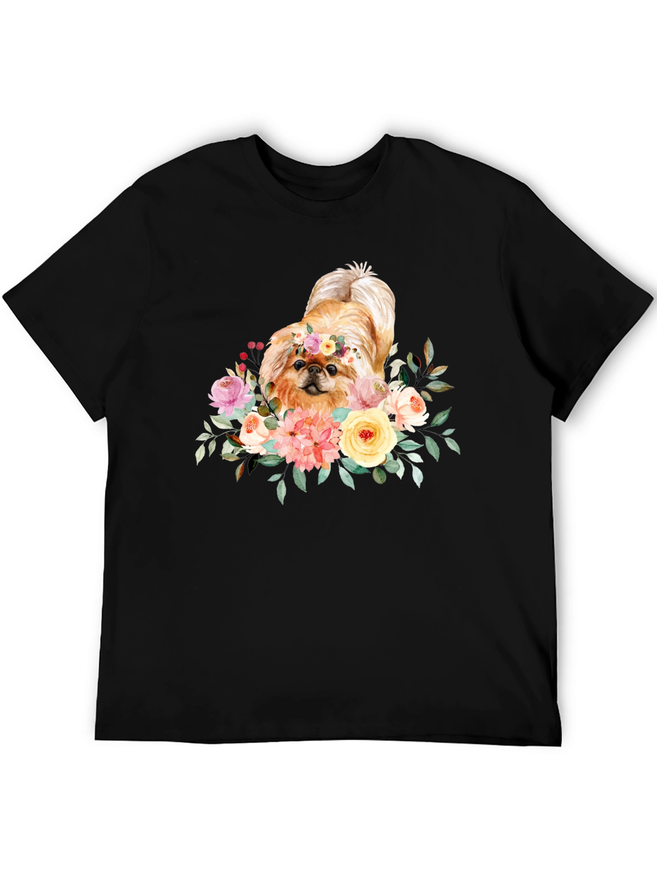 Floral Dog Graphic T-Shirt