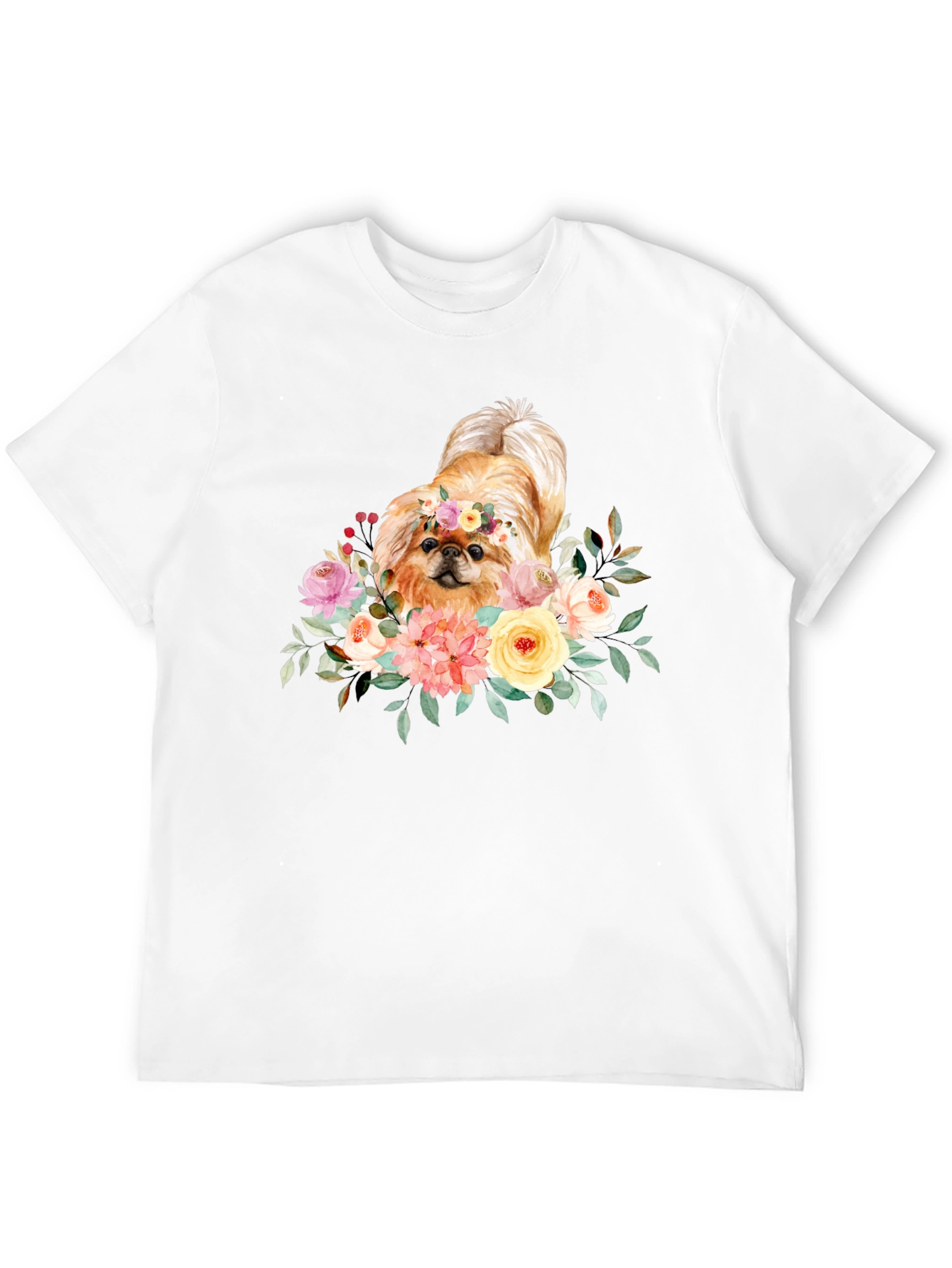 Floral Dog Graphic T-Shirt