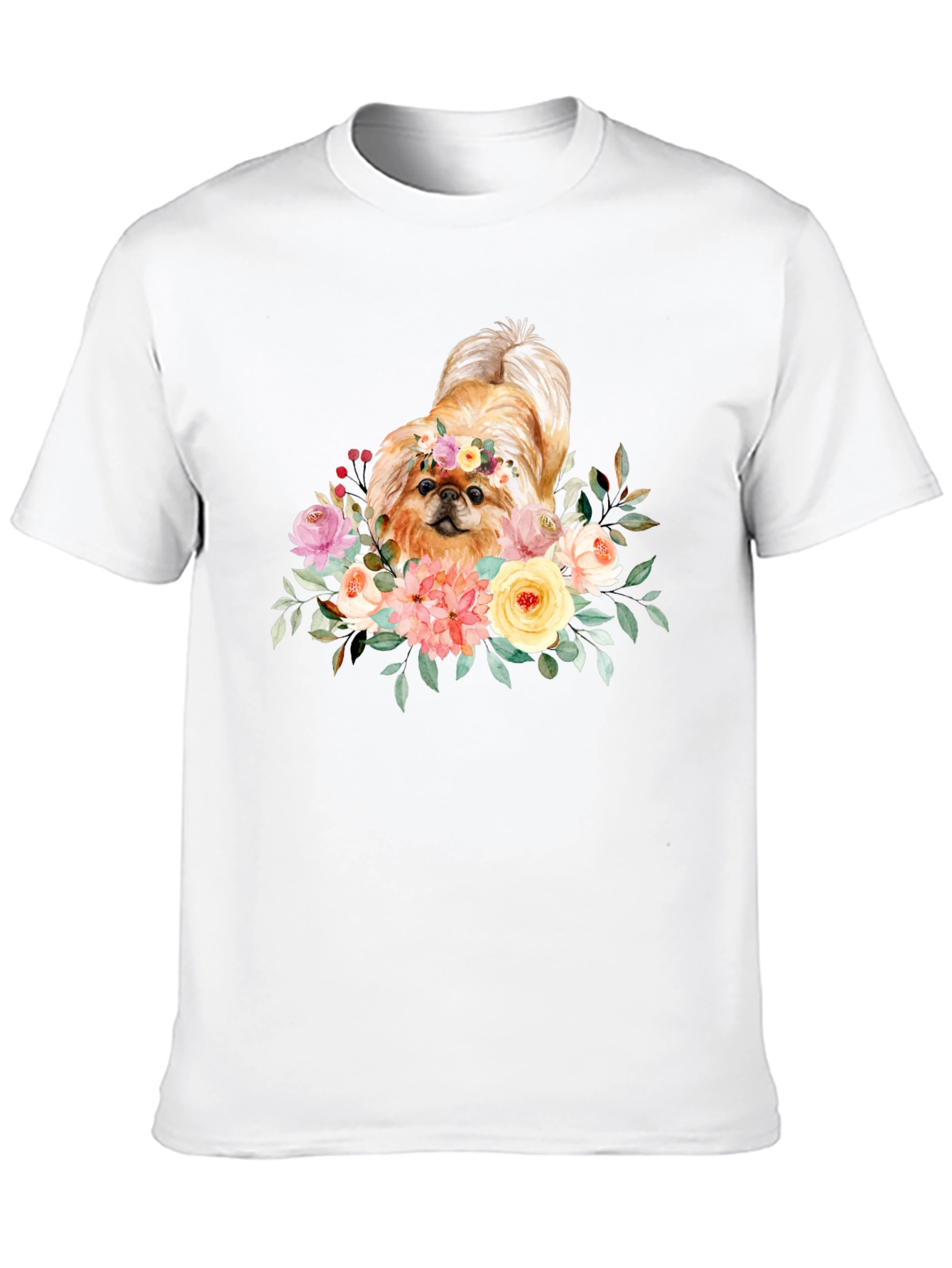 Floral Dog Graphic T-Shirt