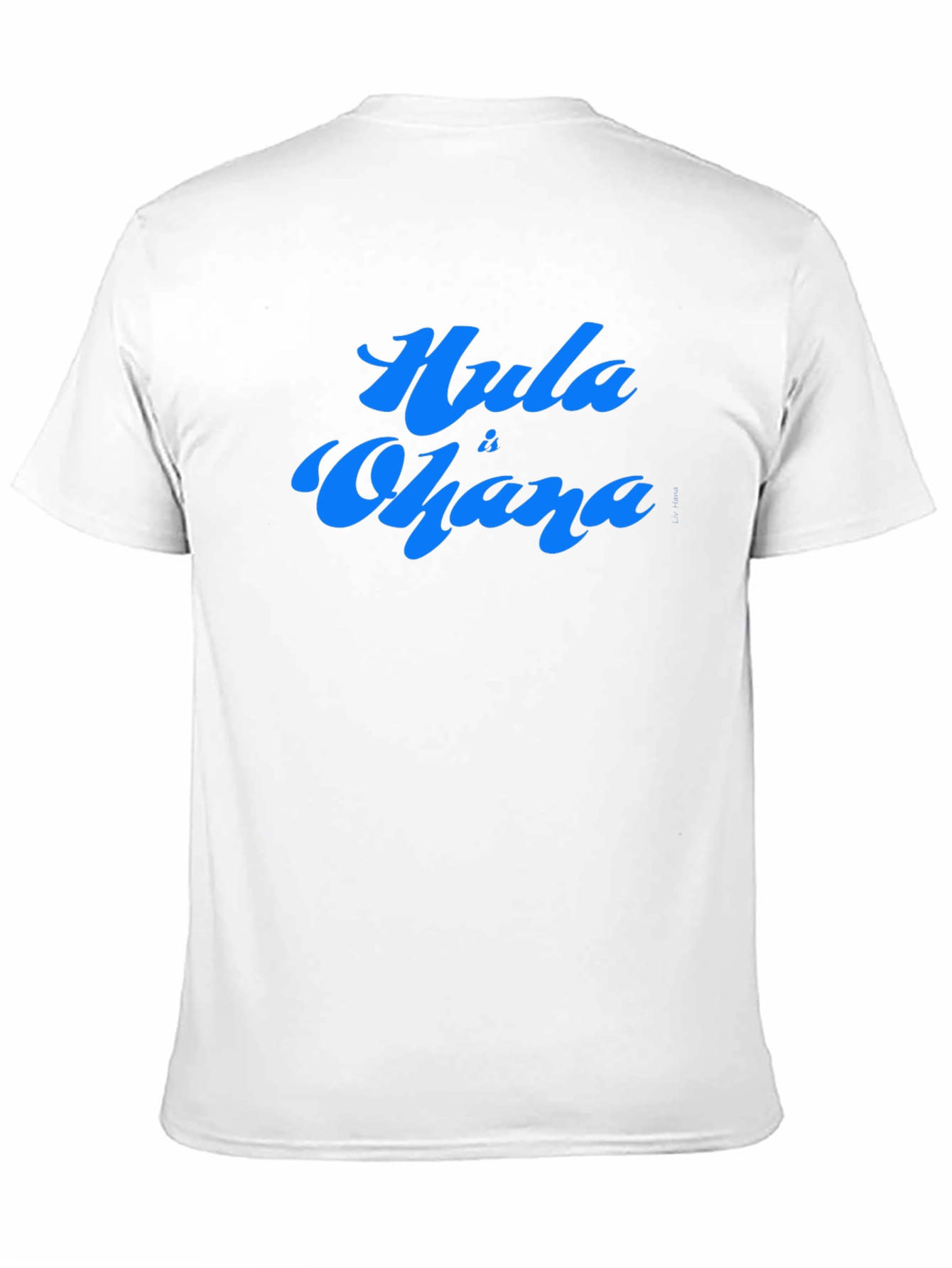 Hula is Ohana Blue Text Graphic Black Tee