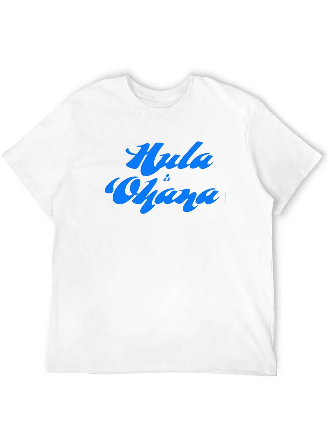 Hula is Ohana Blue Text Graphic Black Tee