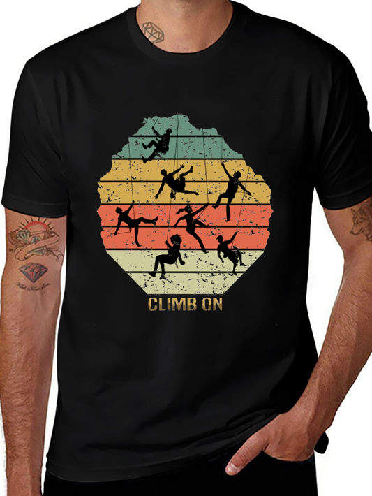 Climb On Rock Climbing T-Shirt - Vintage Style