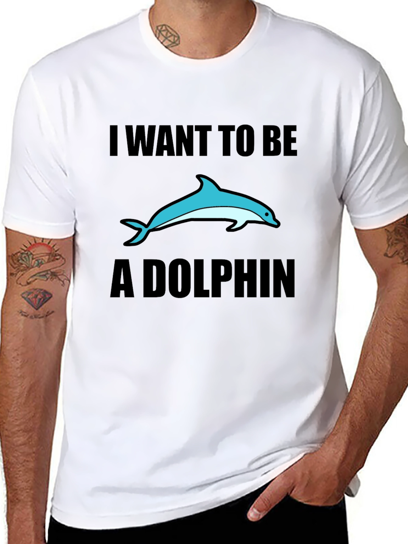 I Want To Be A Dolphin Black T-Shirt