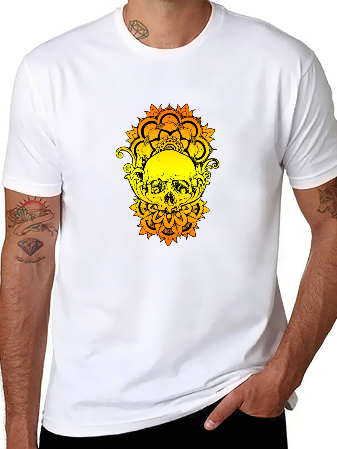Skull Mandala Graphic Tee - Mens Black T-Shirt