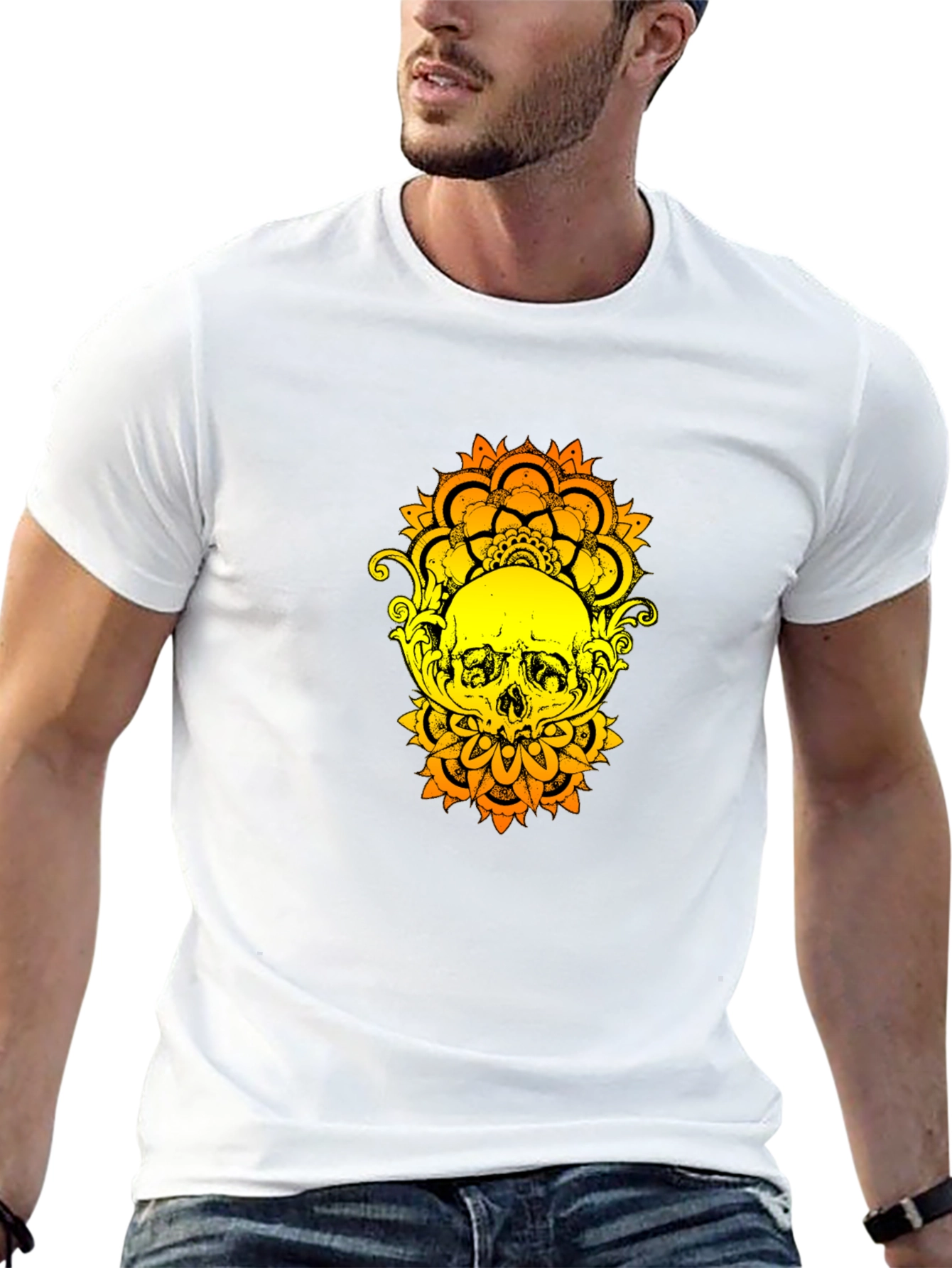 Skull Mandala Graphic Tee - Mens Black T-Shirt