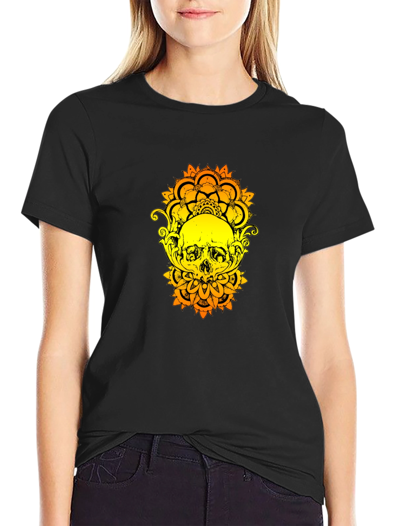 Skull Mandala Graphic Tee - Mens Black T-Shirt