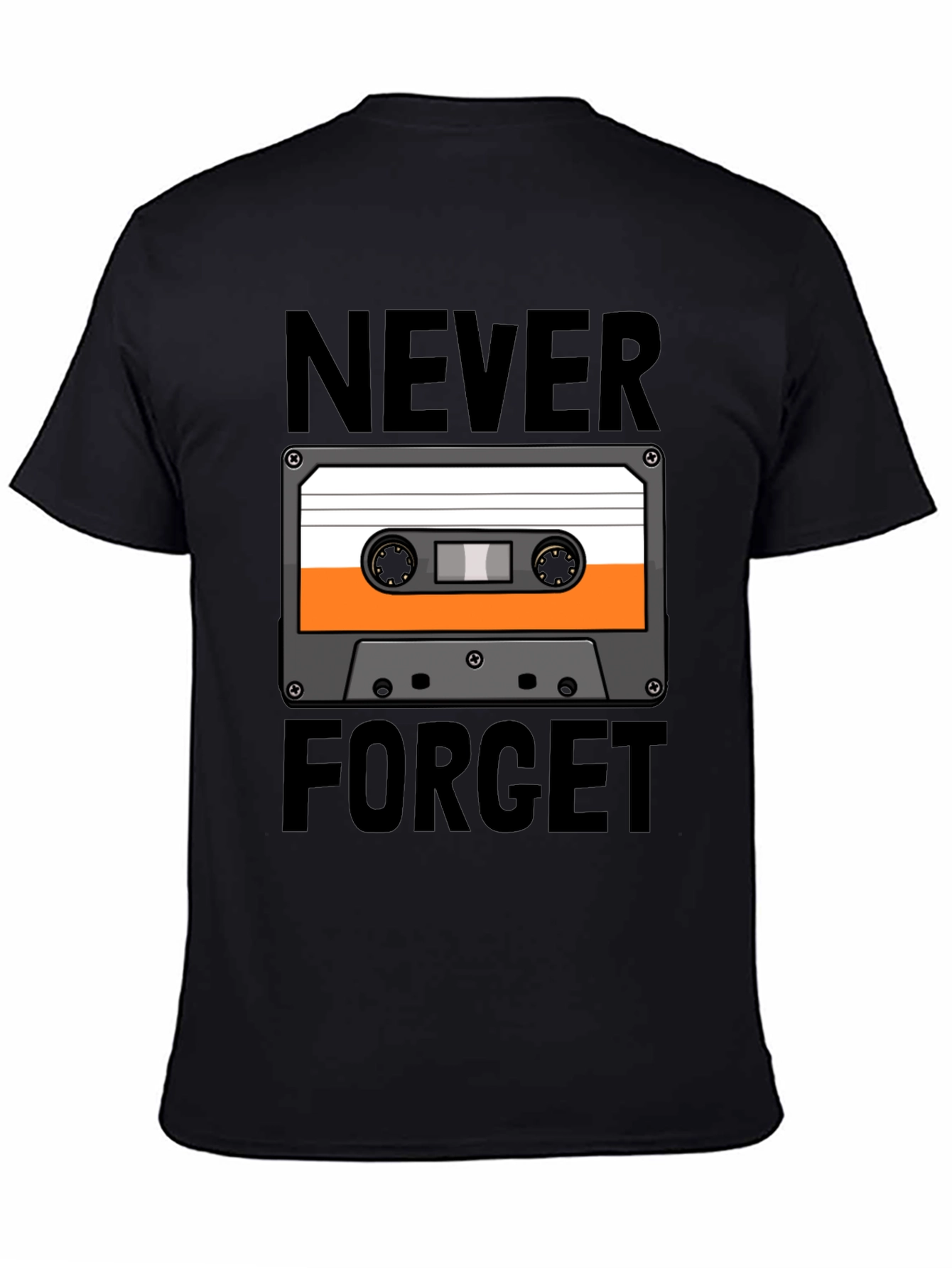 Retro Cassette Tape Never Forget Black T-Shirt