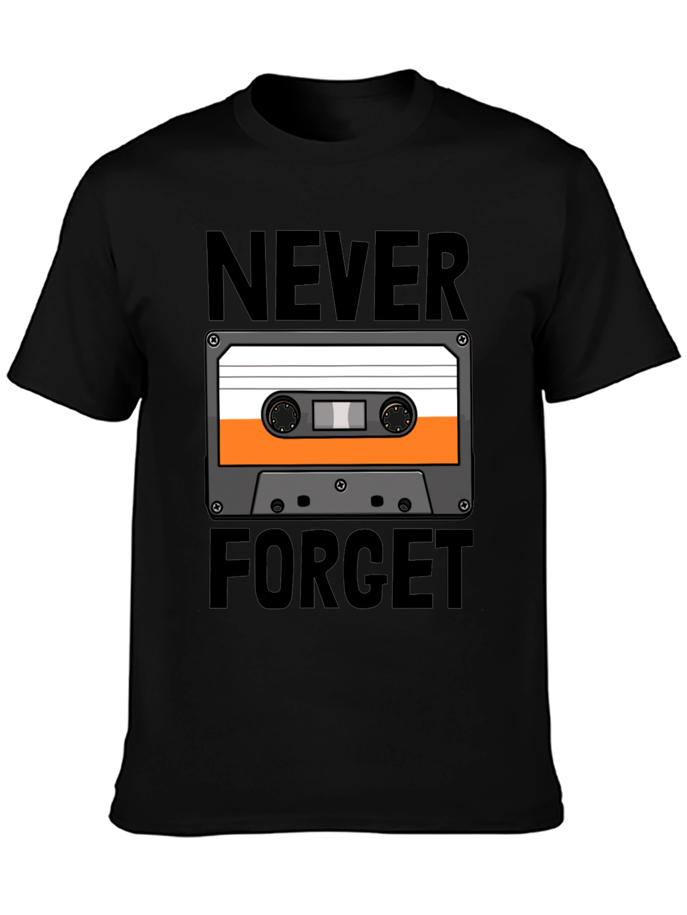 Retro Cassette Tape Never Forget Black T-Shirt