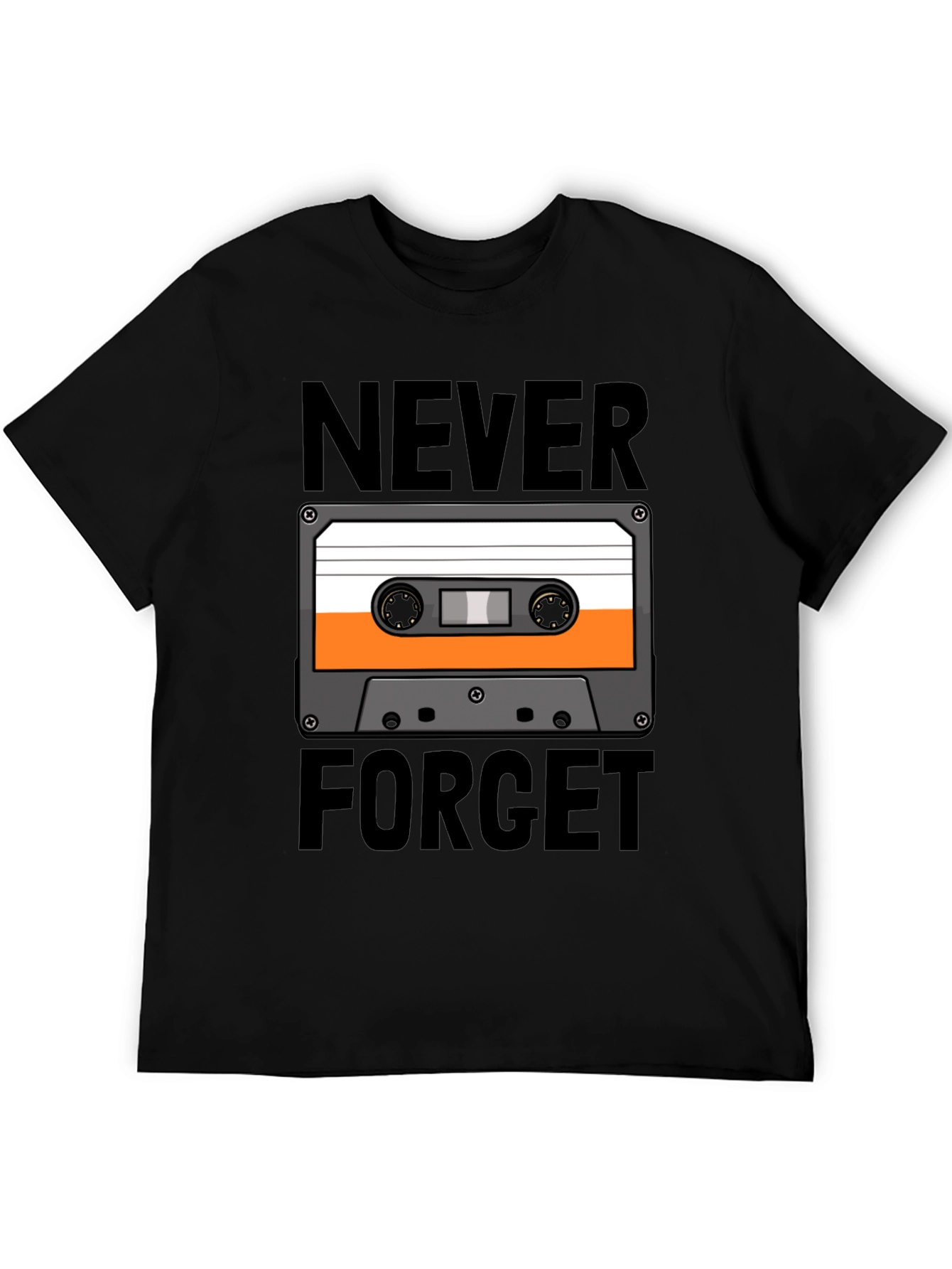Retro Cassette Tape Never Forget Black T-Shirt