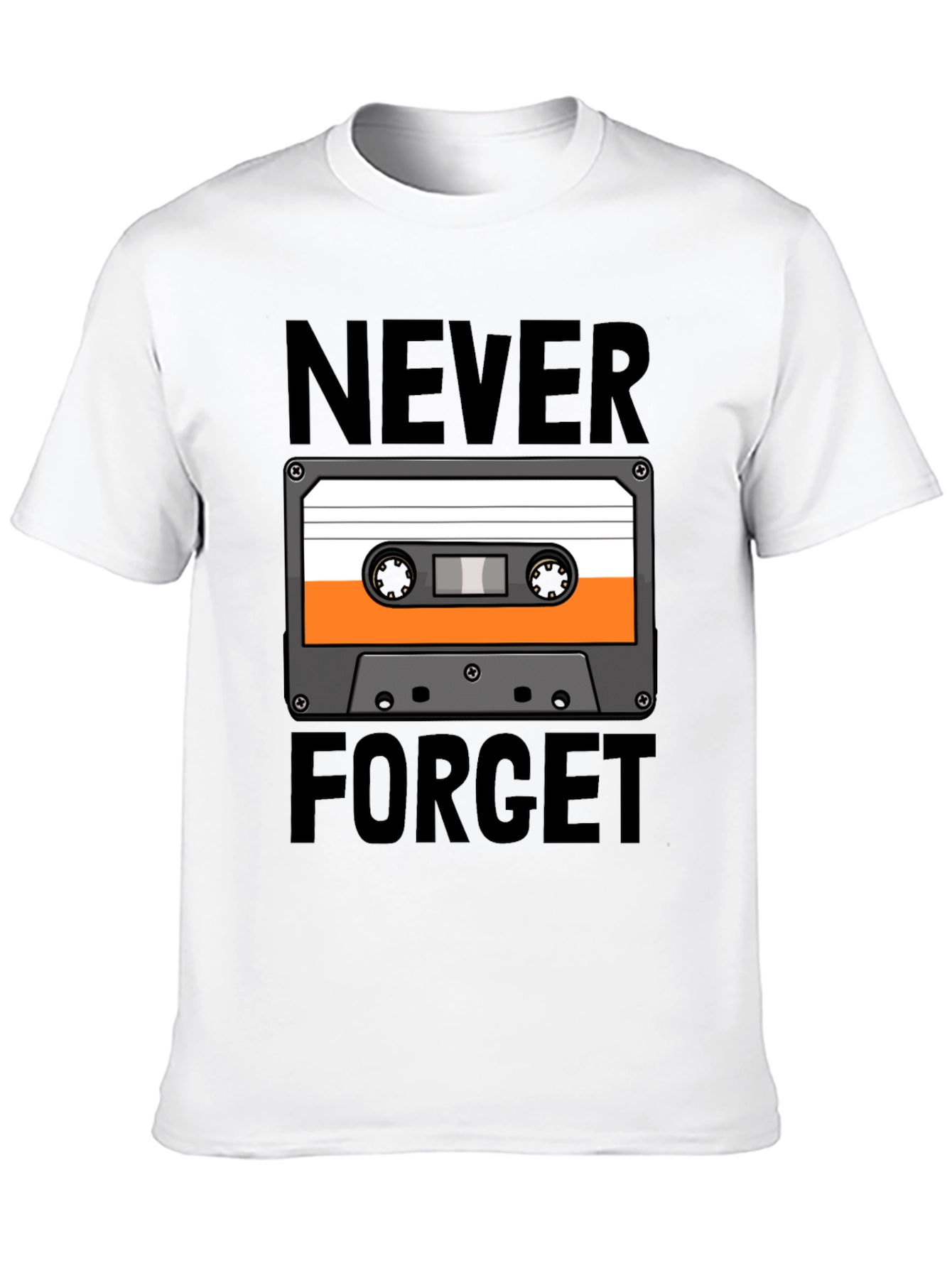 Retro Cassette Tape Never Forget Black T-Shirt