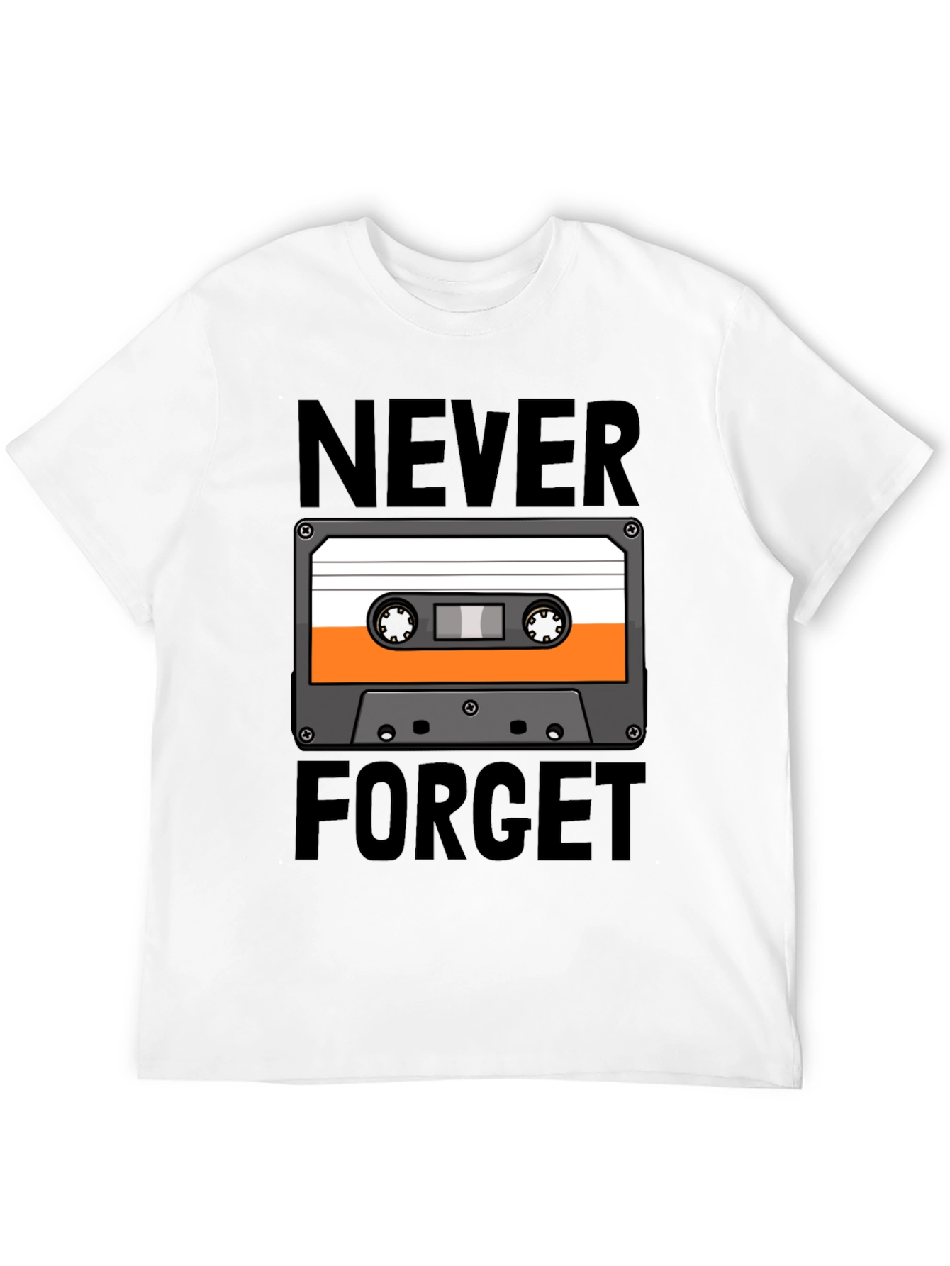 Retro Cassette Tape Never Forget Black T-Shirt