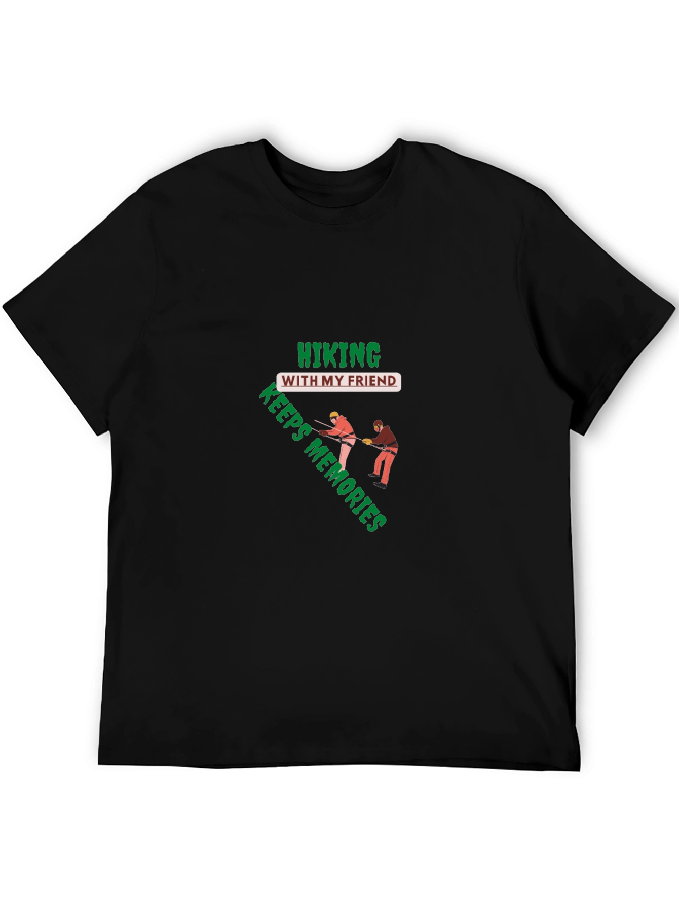 Hiking With My Friend Keeps Memories Black T-Shirt