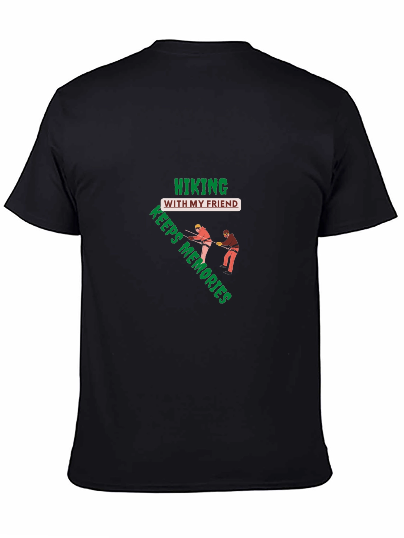 Hiking With My Friend Keeps Memories Black T-Shirt