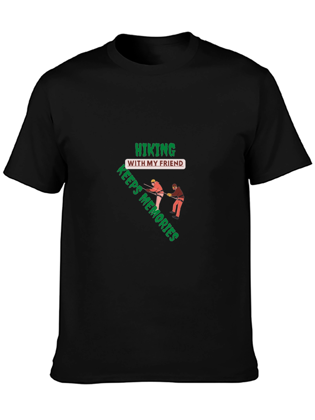 Hiking With My Friend Keeps Memories Black T-Shirt