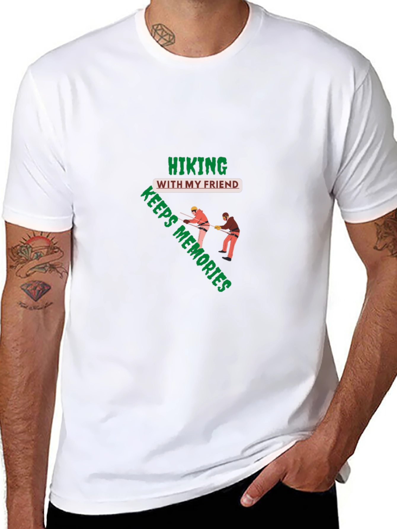 Hiking With My Friend Keeps Memories Black T-Shirt