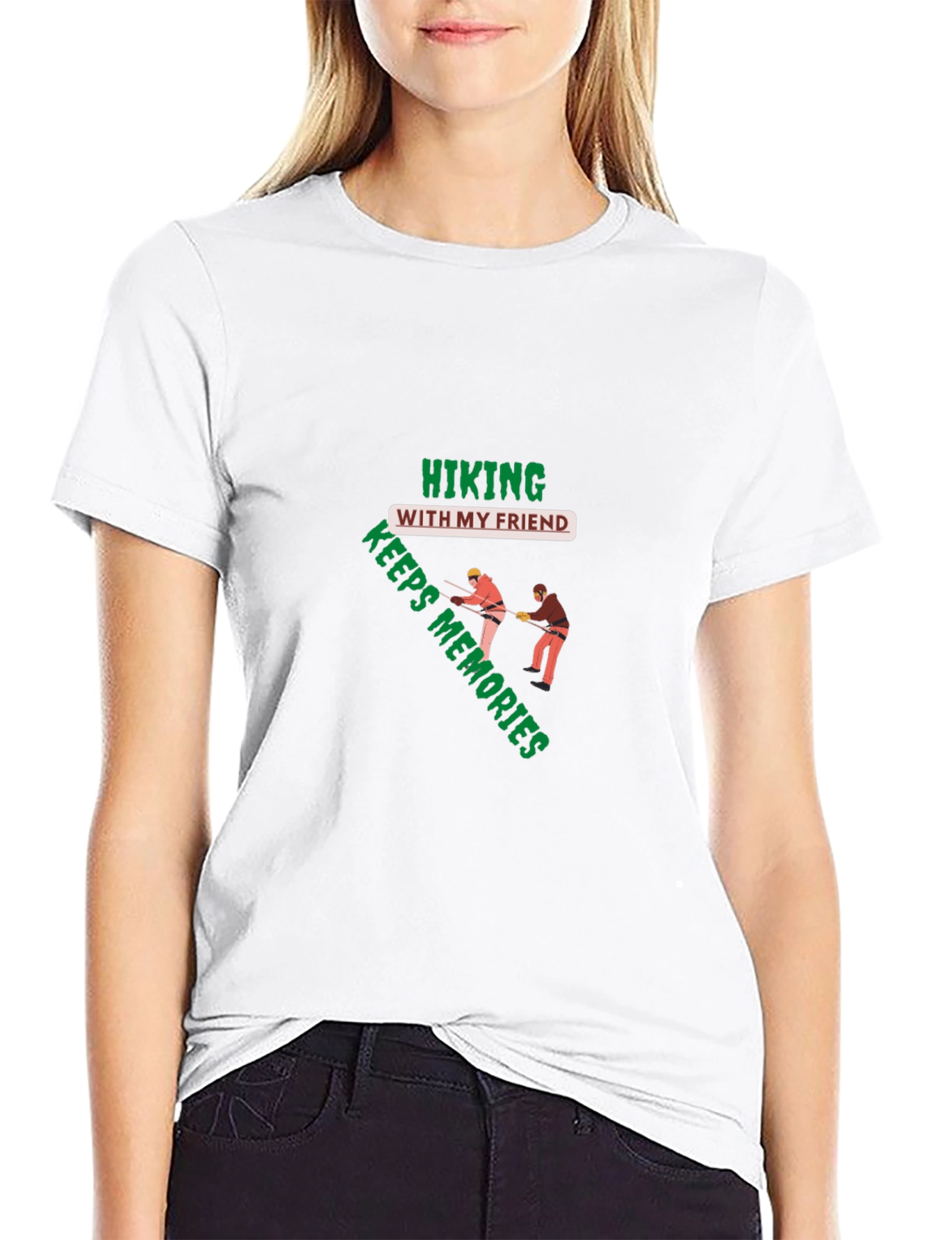 Hiking With My Friend Keeps Memories Black T-Shirt