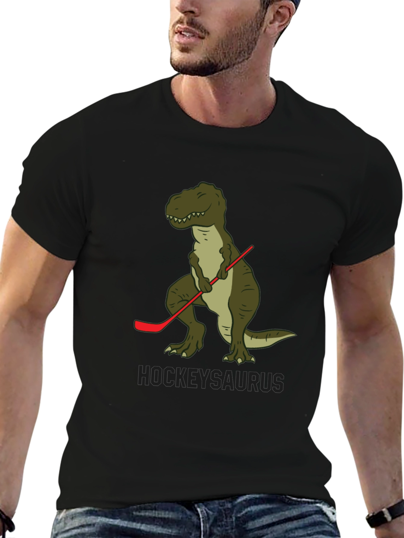Hockey T-Rex Mens Black T-Shirt