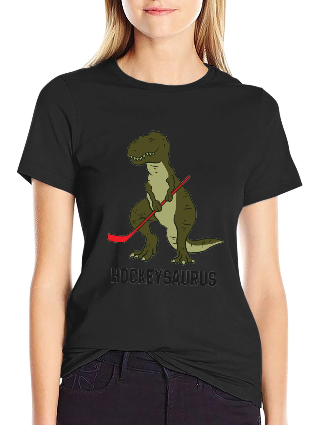 Hockey T-Rex Mens Black T-Shirt
