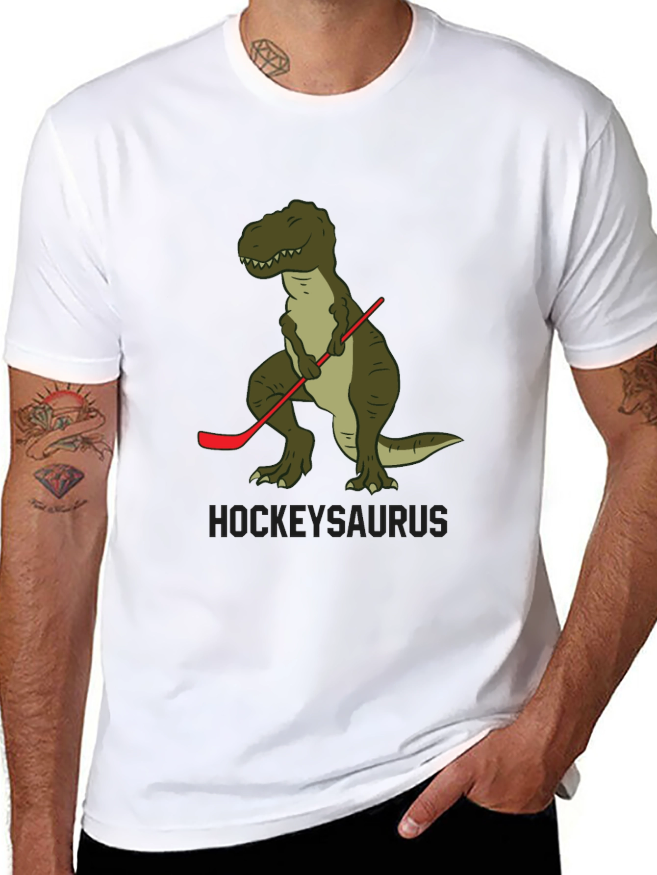 Hockey T-Rex Mens Black T-Shirt