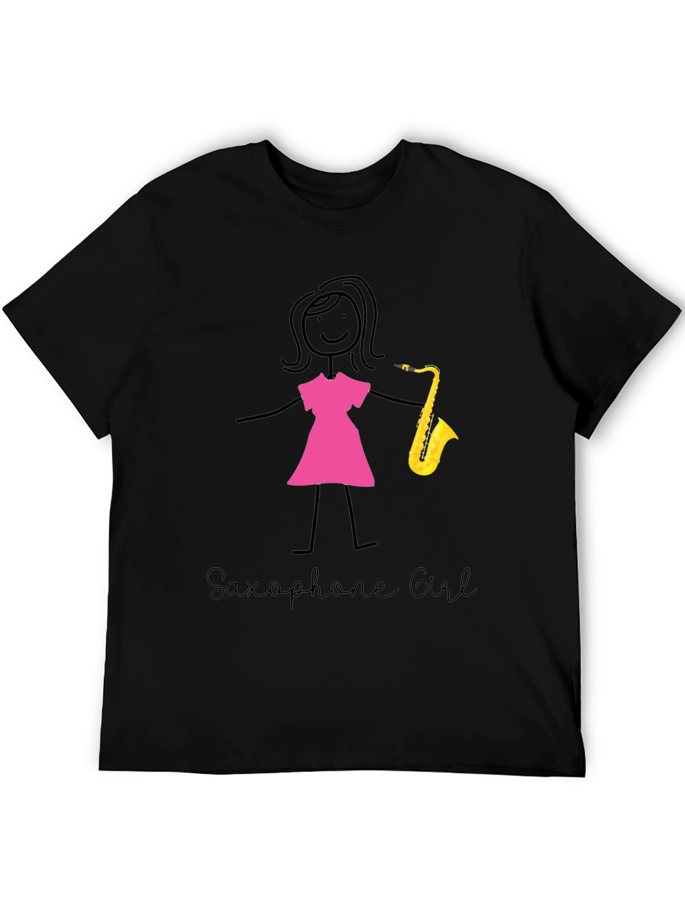 Saxophone Girl T-Shirt - Black Cotton Tee