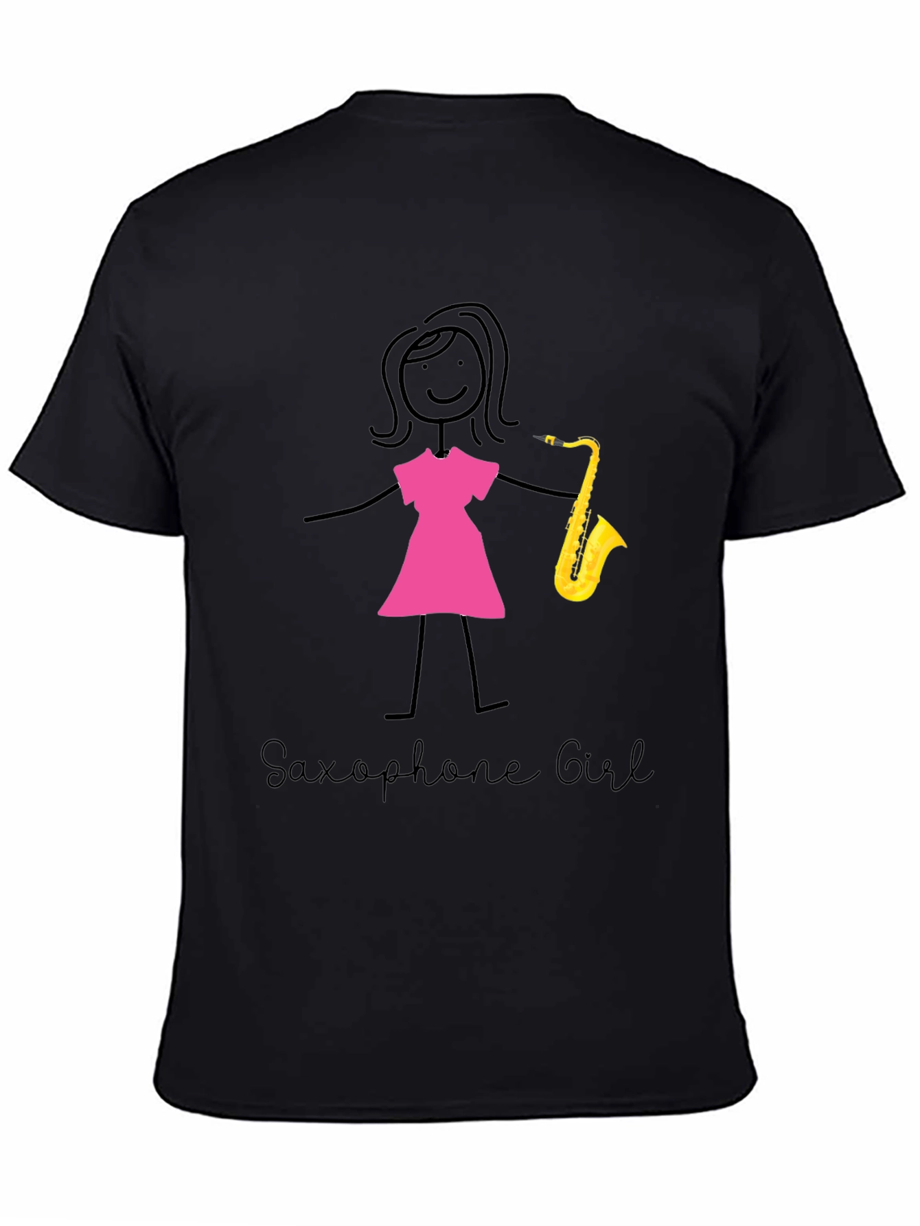 Saxophone Girl T-Shirt - Black Cotton Tee