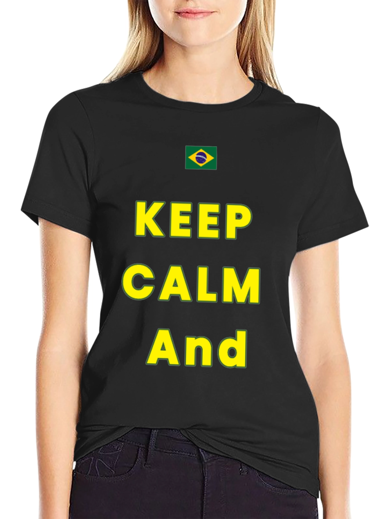 Keep Calm Brazil Flag T-Shirt - Black Casual Tee