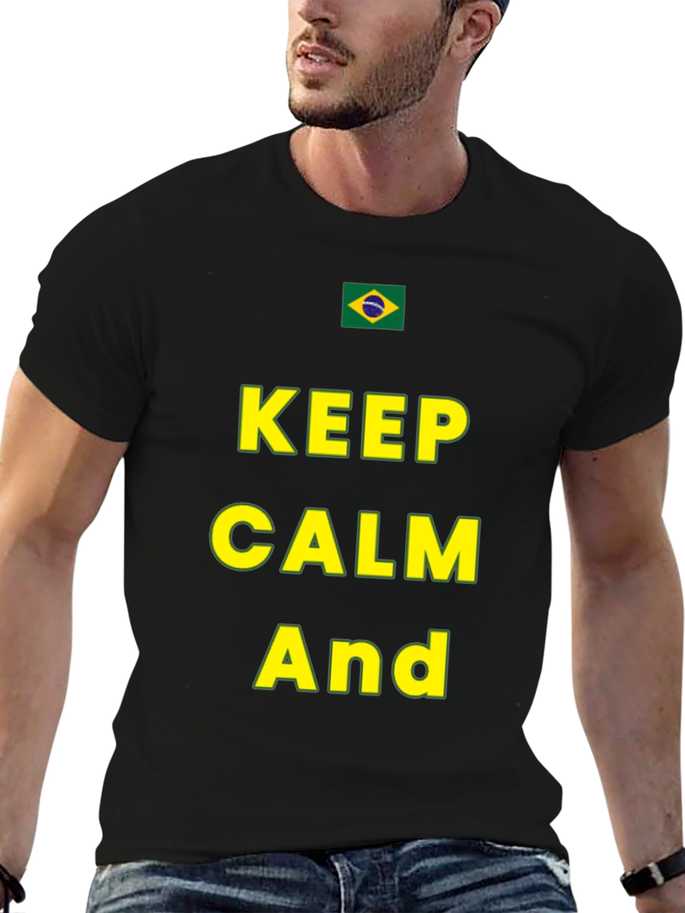 Keep Calm Brazil Flag T-Shirt - Black Casual Tee