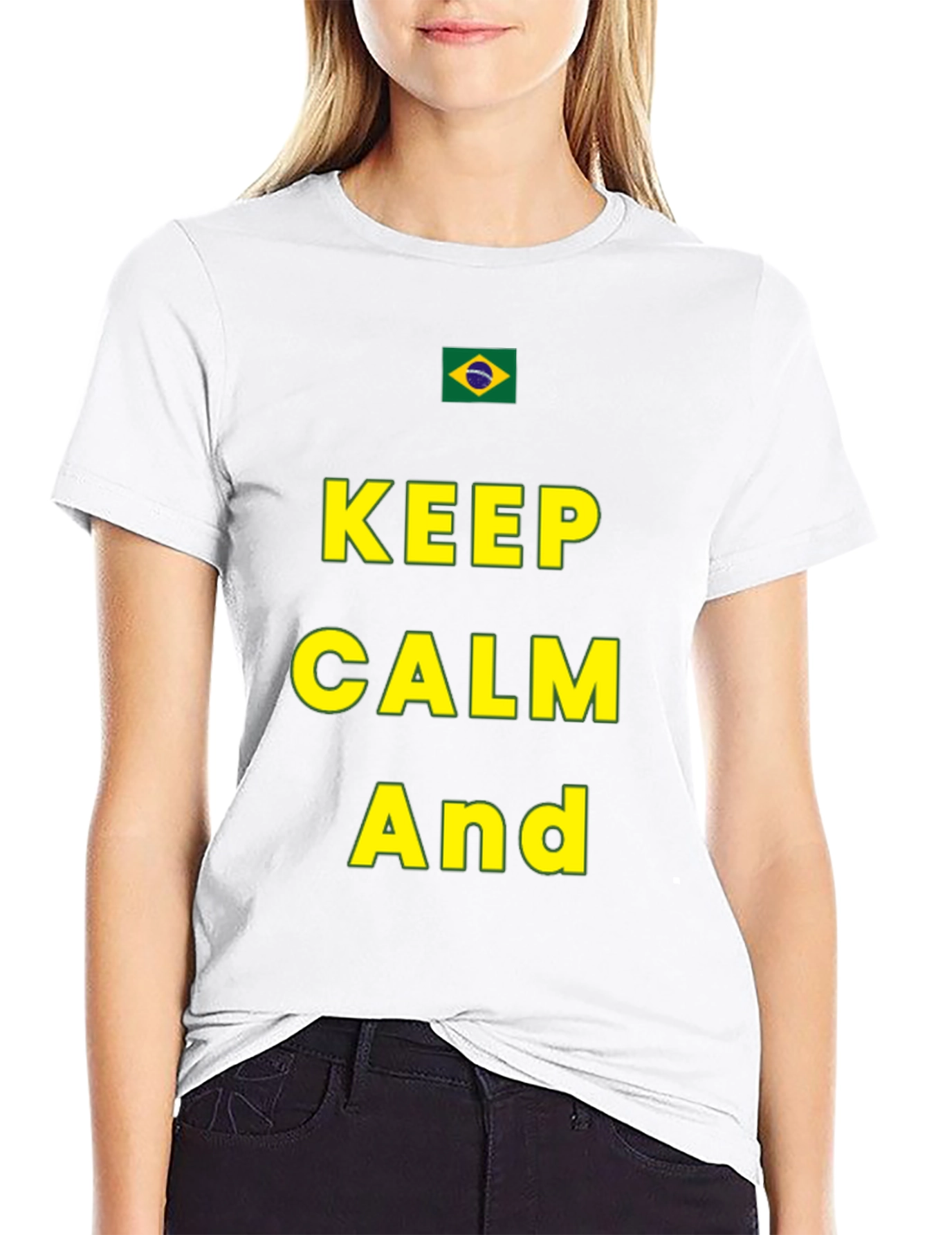 Keep Calm Brazil Flag T-Shirt - Black Casual Tee