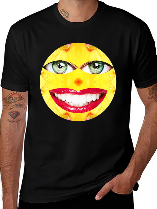 Funny Face Graphic Print Black T-Shirt