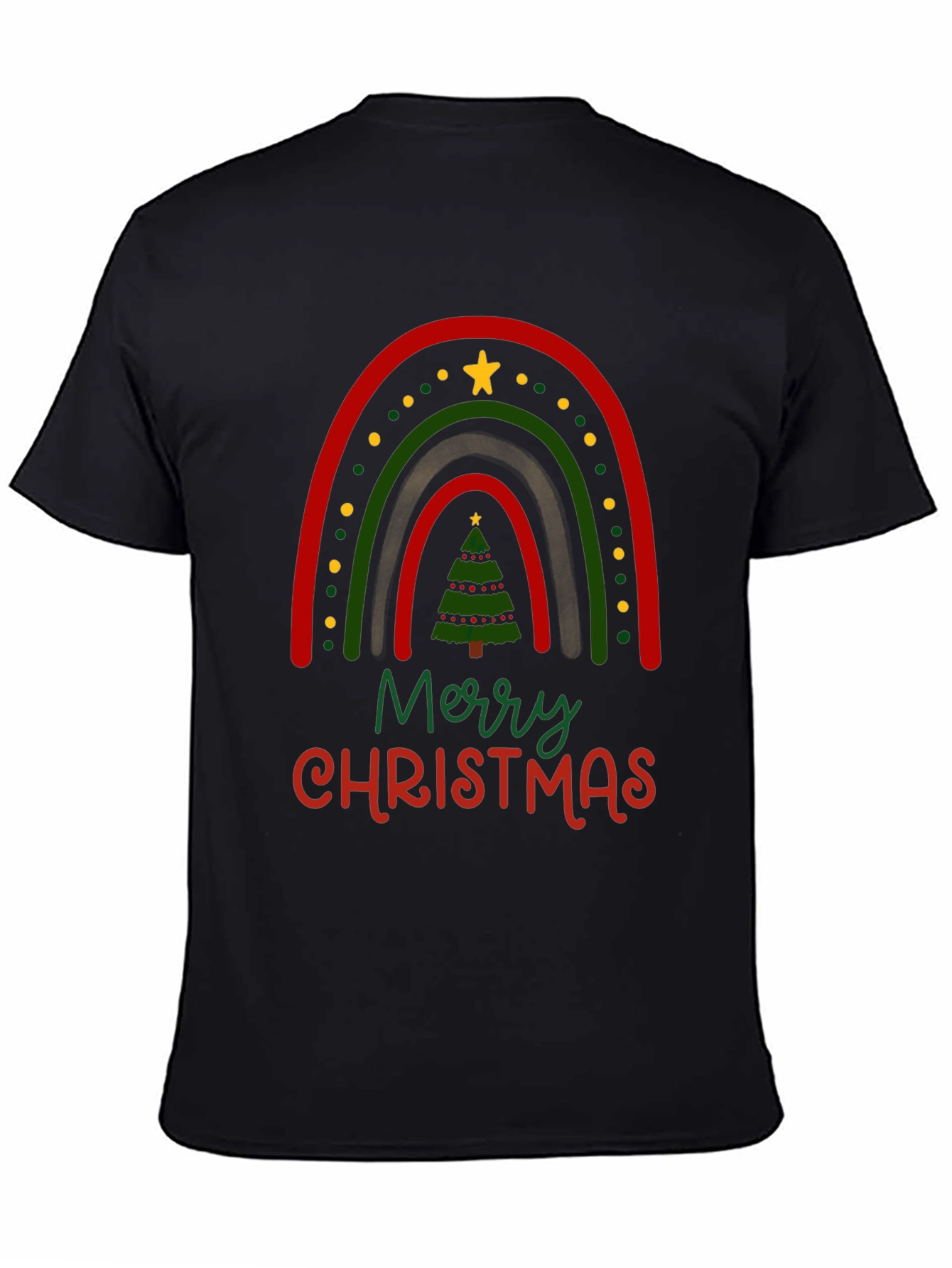 Festive Merry Christmas Rainbow Tree Graphic Tee
