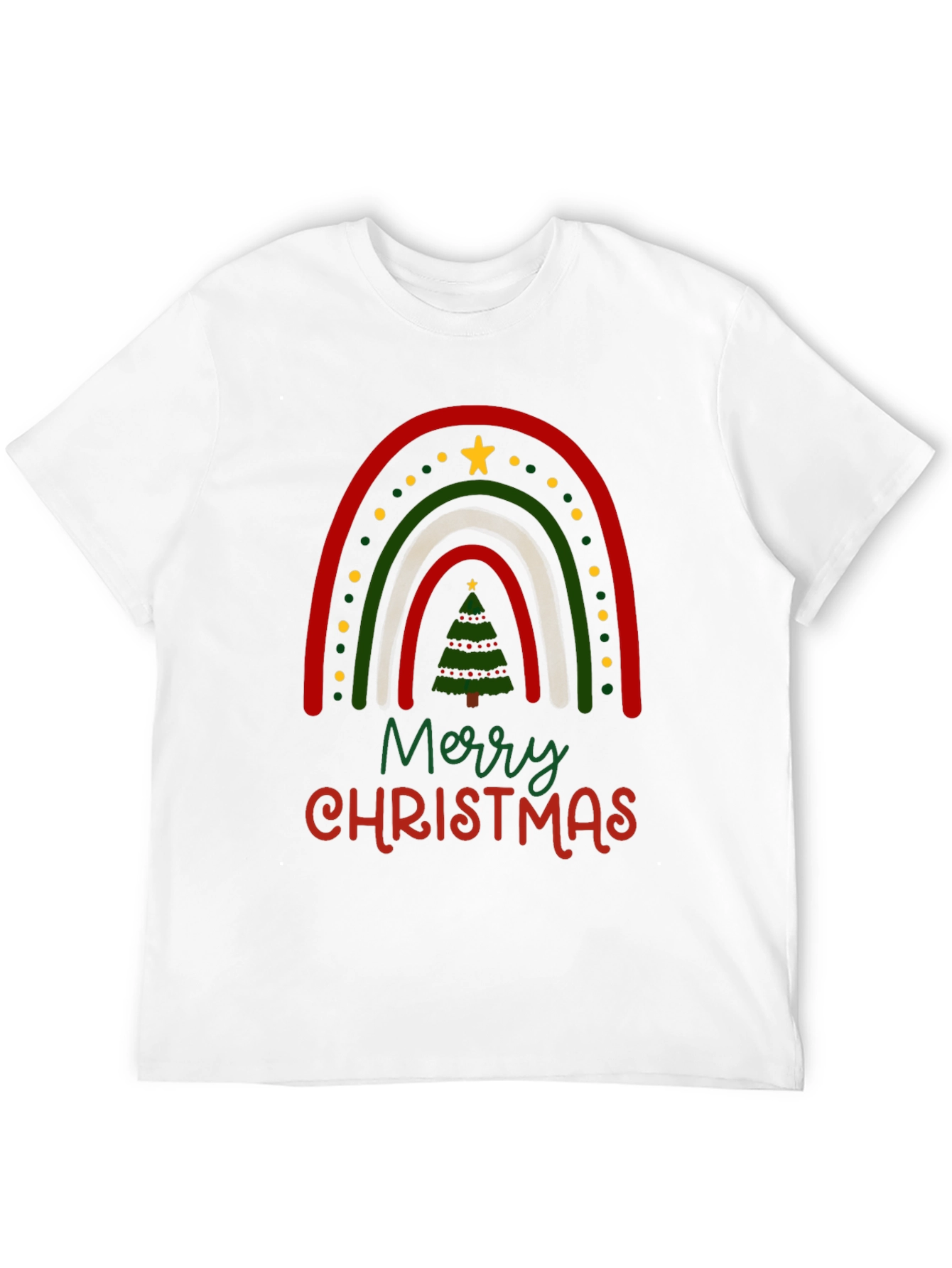 Festive Merry Christmas Rainbow Tree Graphic Tee