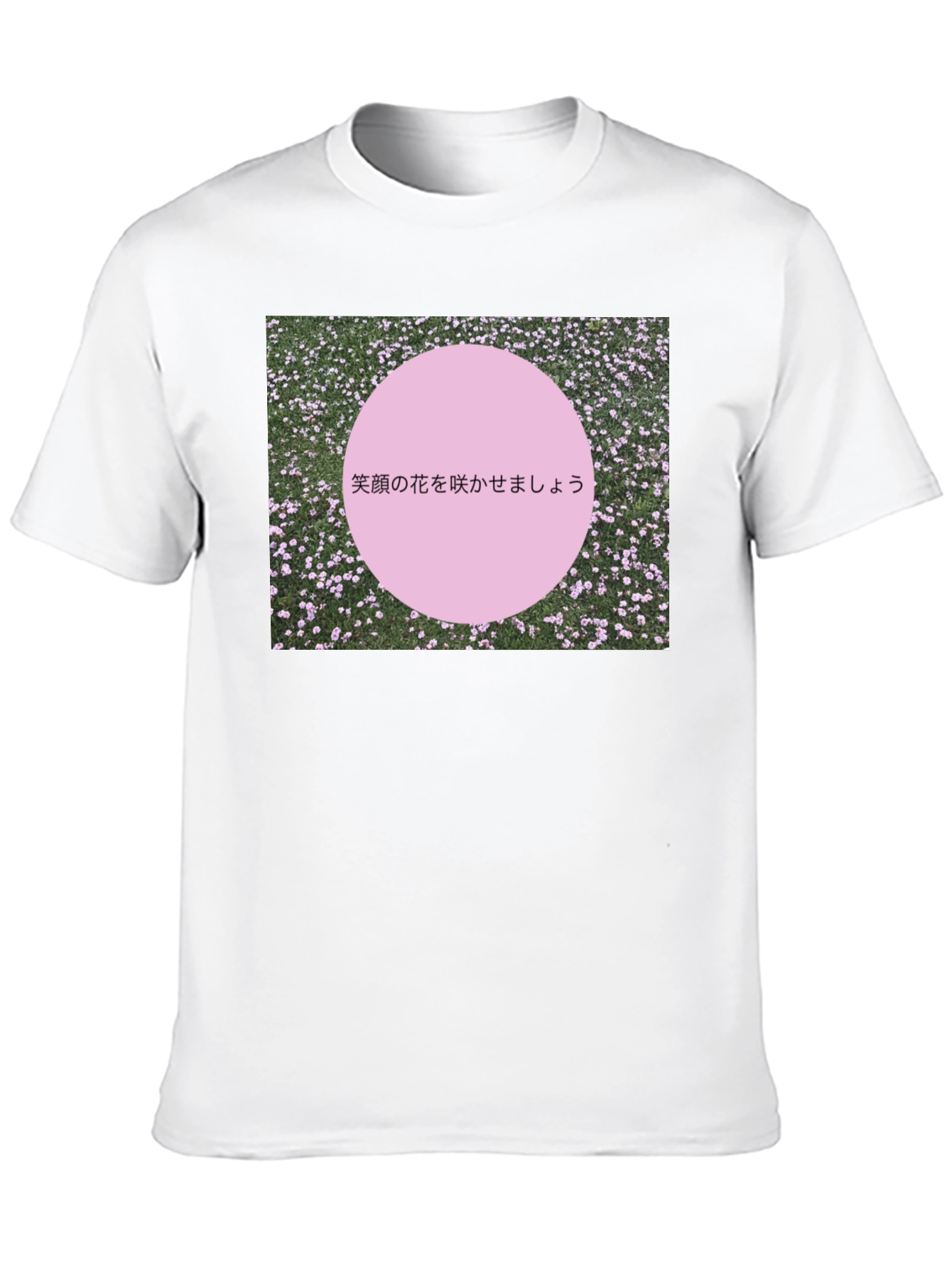Pink Circle Japanese Slogan Black T-Shirt