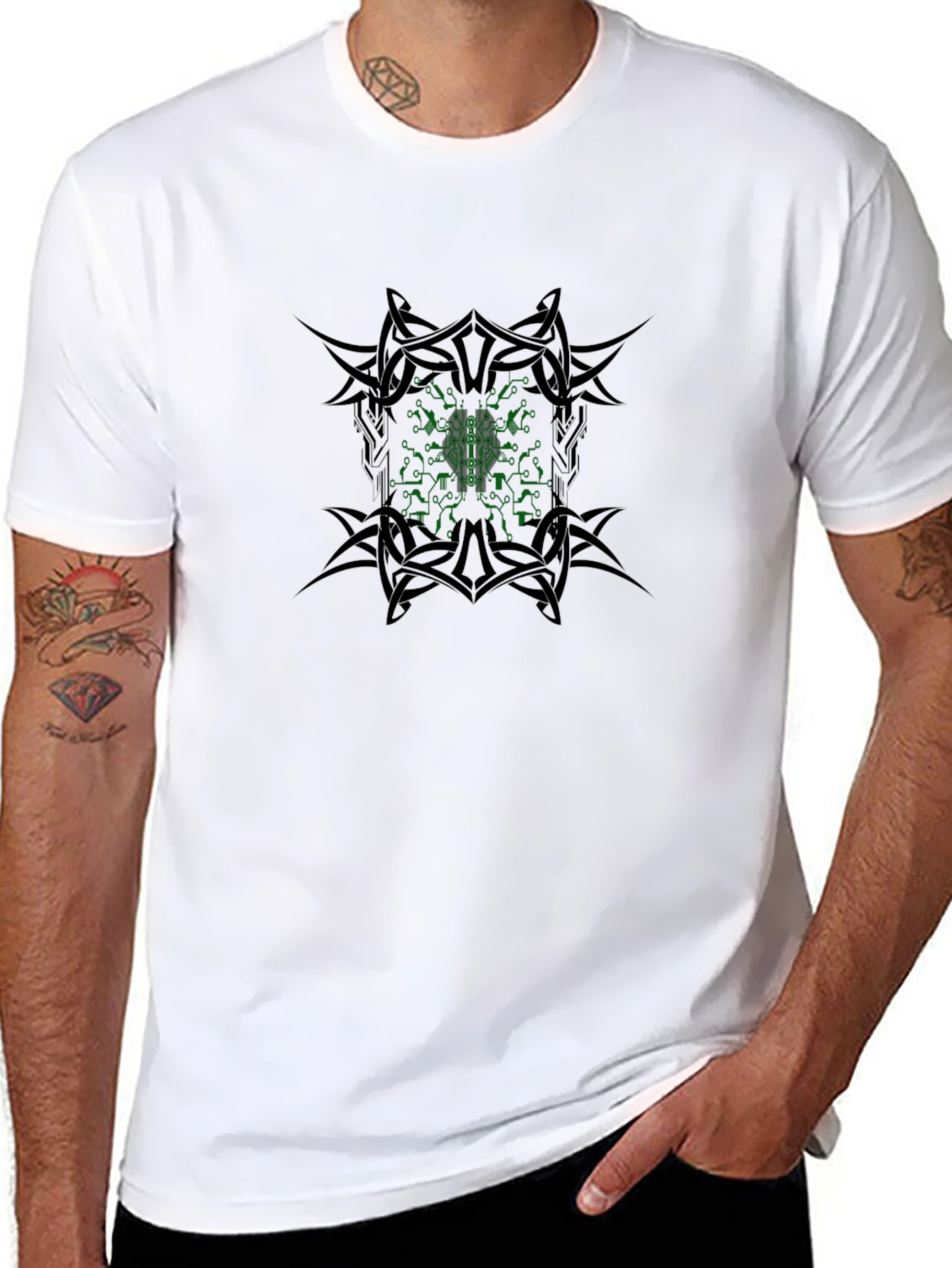 Cyber Brain Tee - Tribal Edge Black T-Shirt