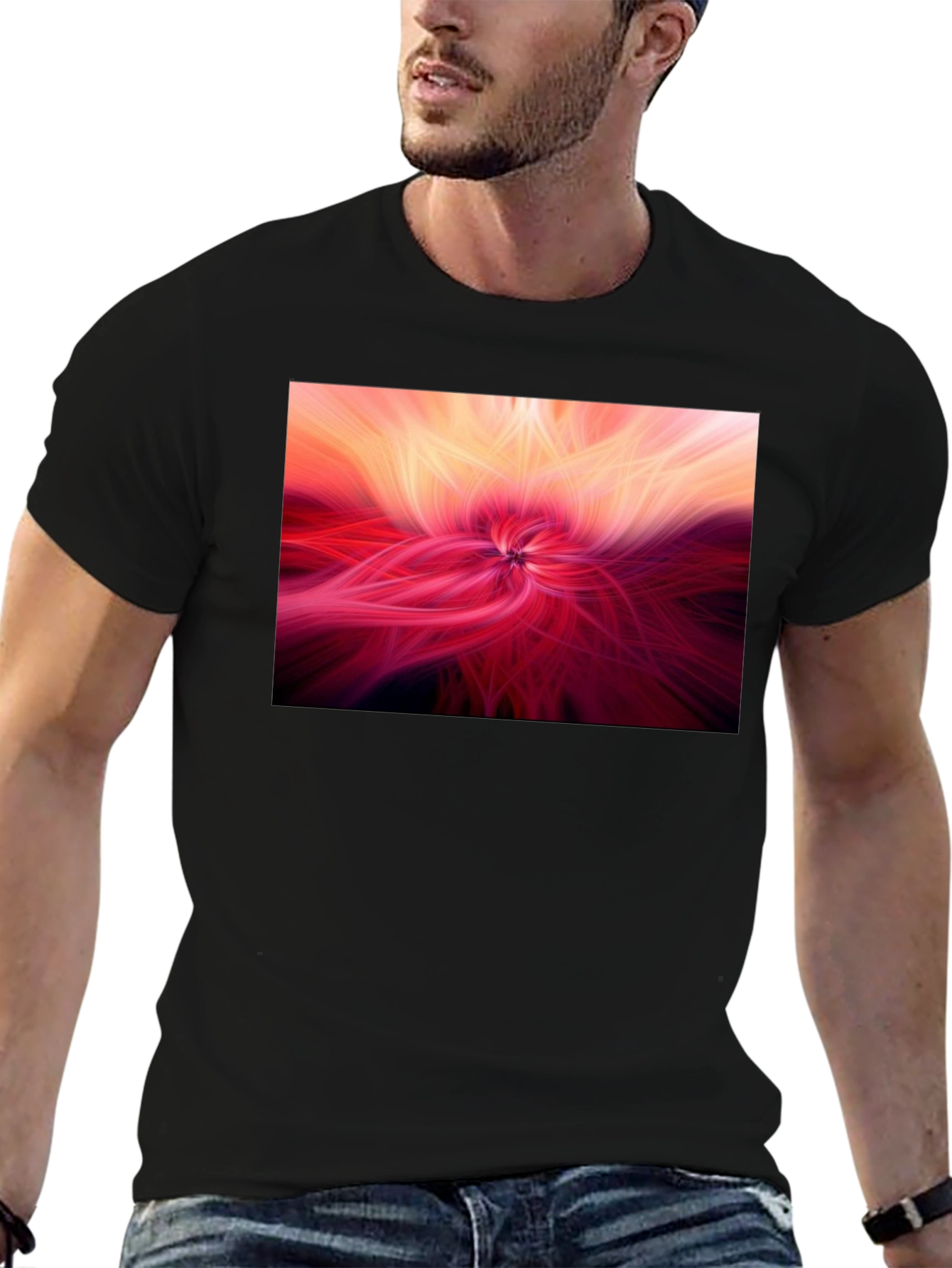 Abstract Swirl Graphic Tee - Modern Black T-Shirt