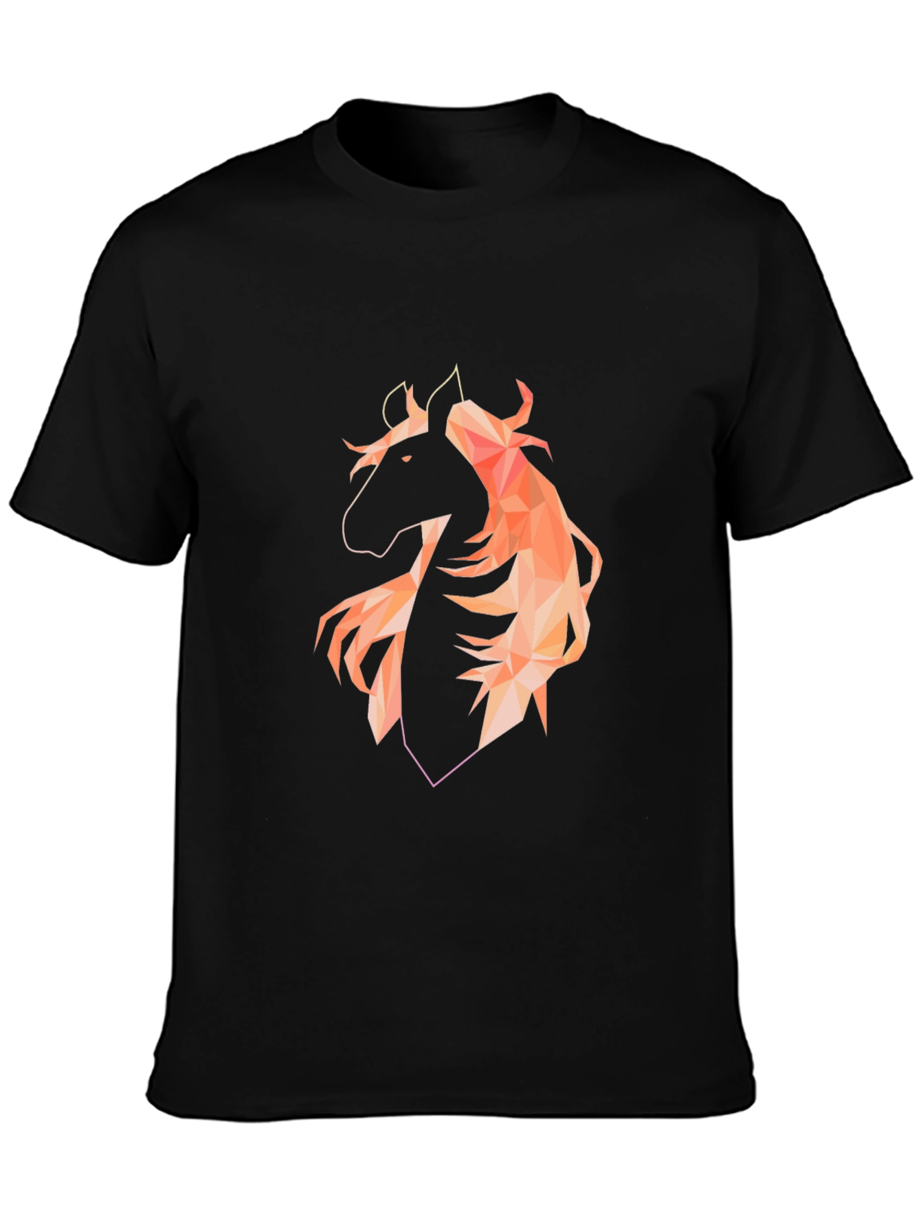 Geometric Horse Graphic Black T-Shirt