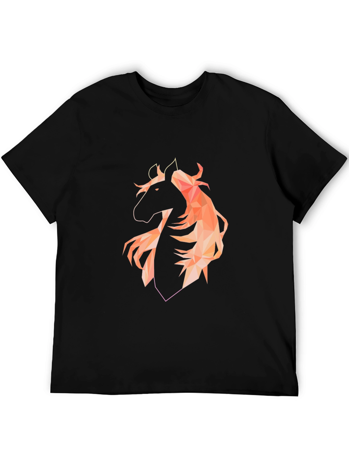 Geometric Horse Graphic Black T-Shirt