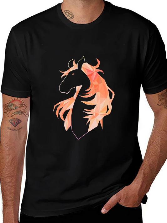 Geometric Horse Graphic Black T-Shirt