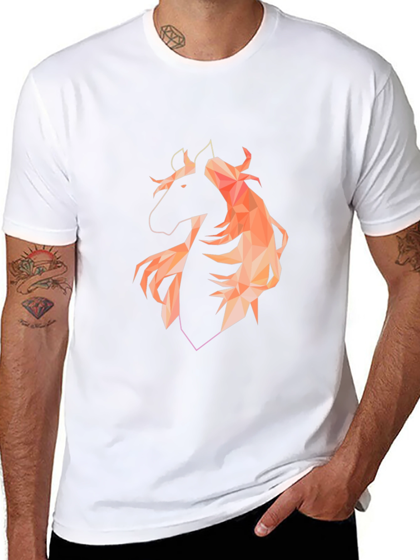 Geometric Horse Graphic Black T-Shirt