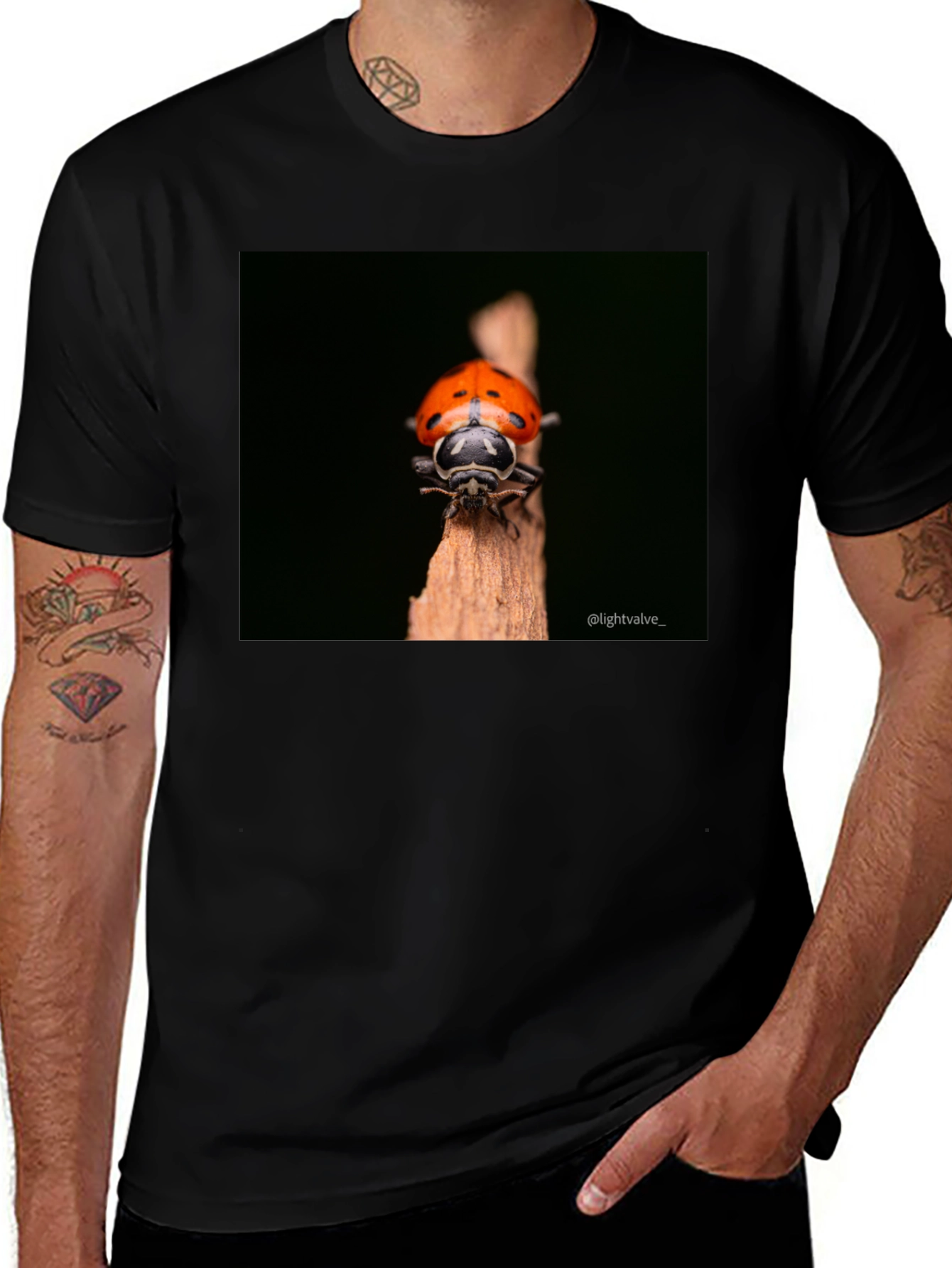 Ladybug Graphic Tee - Black Cotton T-Shirt