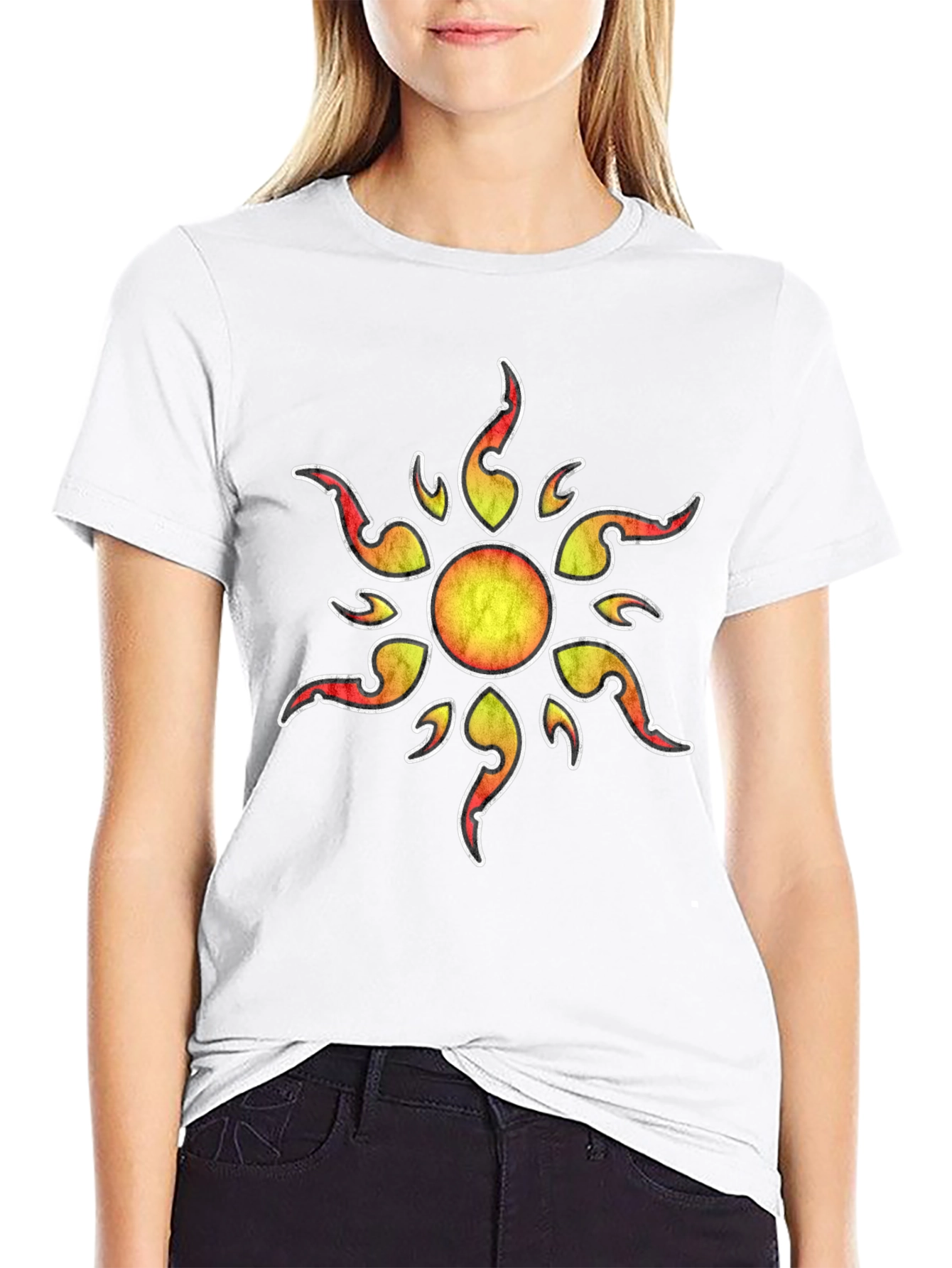 Sunburst Graphic Print Black T-Shirt