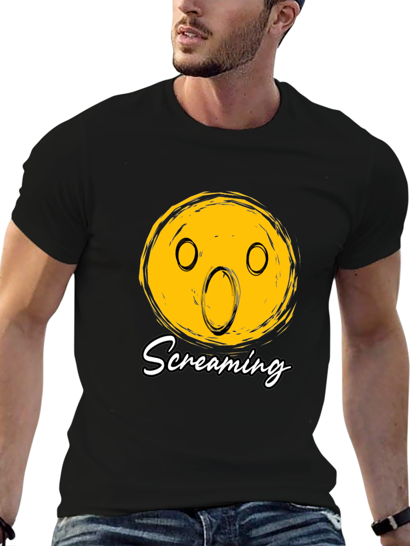 Screaming Emoji Graphic Black T-Shirt