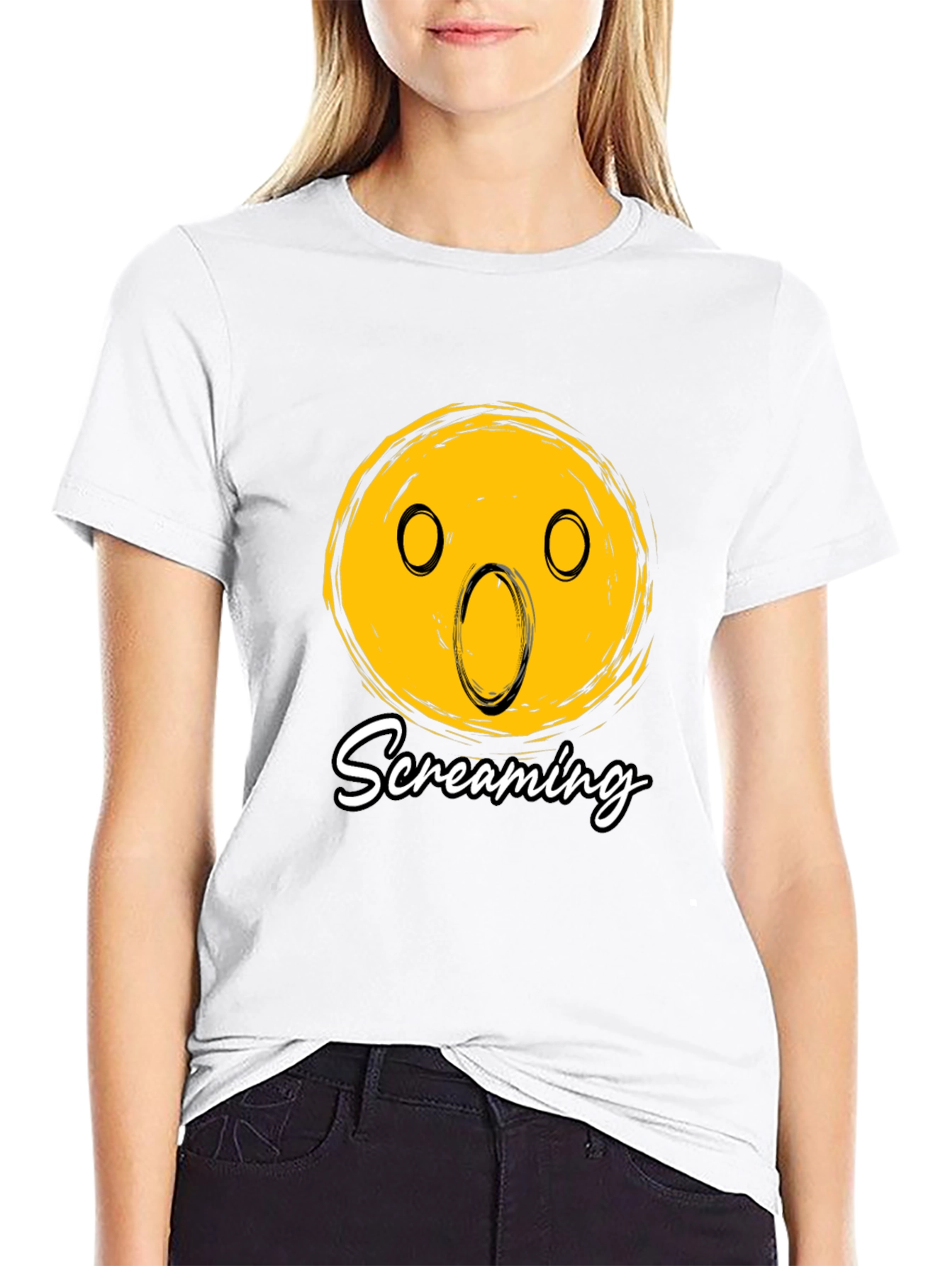 Screaming Emoji Graphic Black T-Shirt