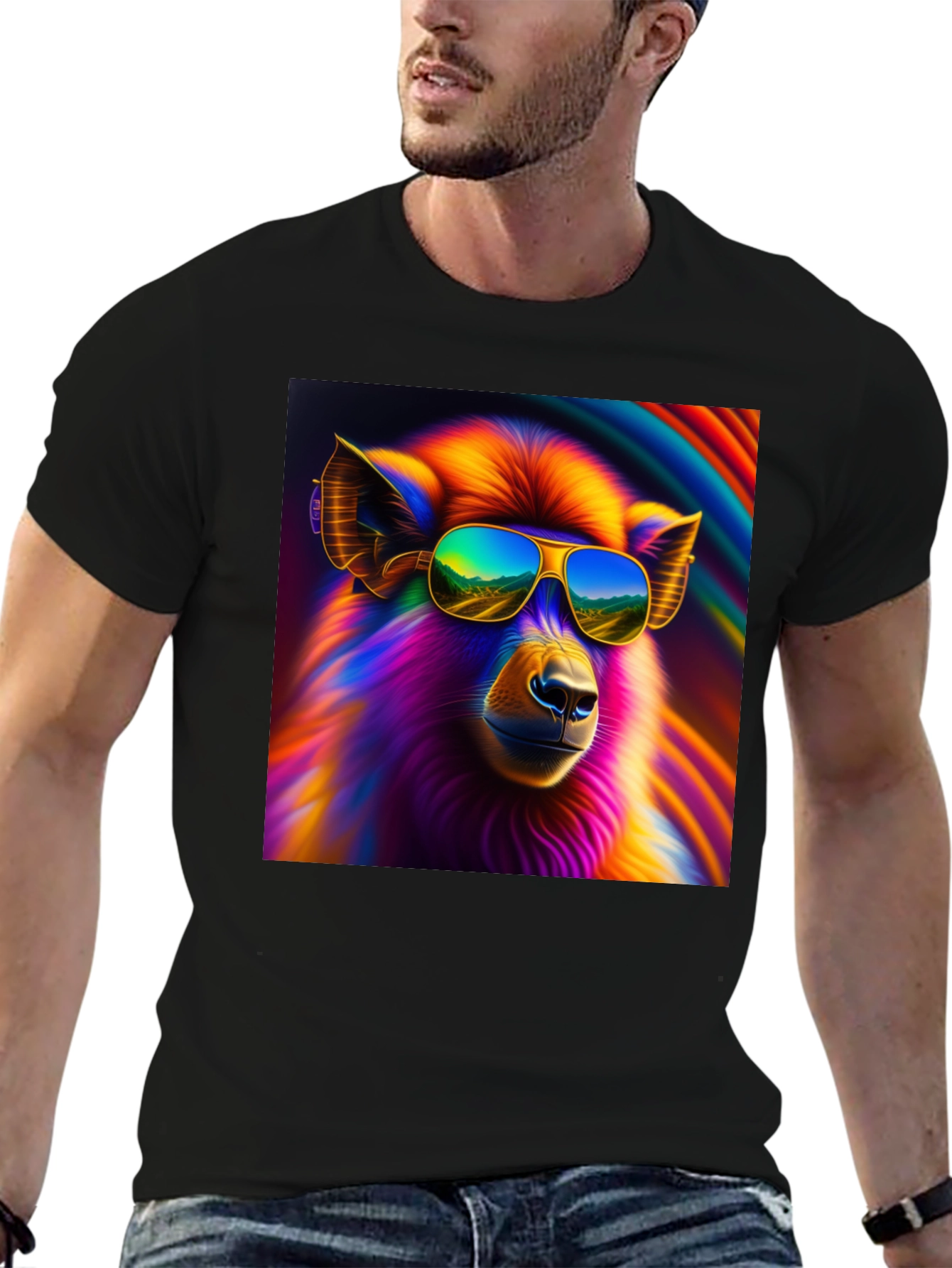 Cool Llama Graphic Tee - Black Cotton T-Shirt