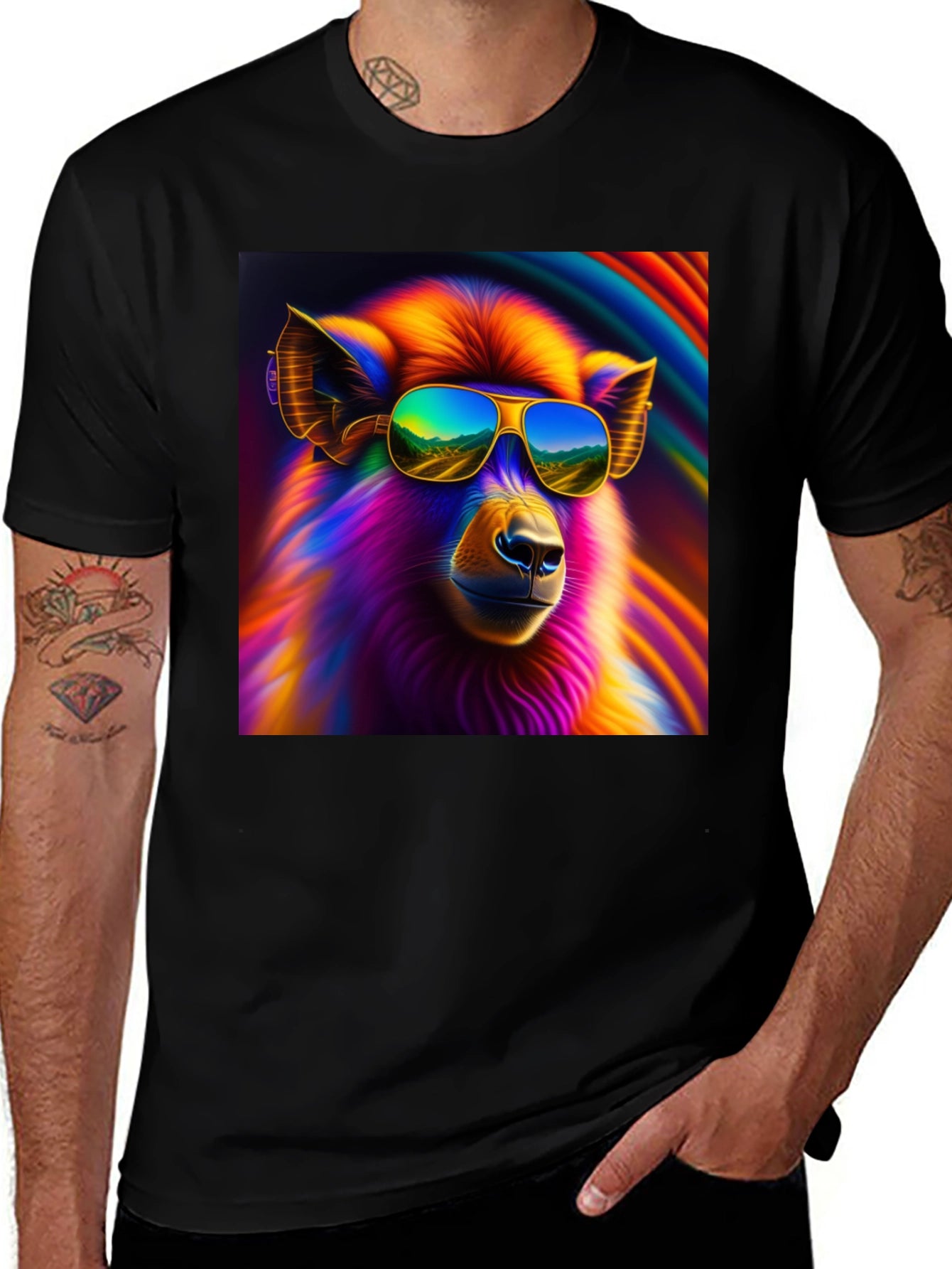 Cool Llama Graphic Tee - Black Cotton T-Shirt